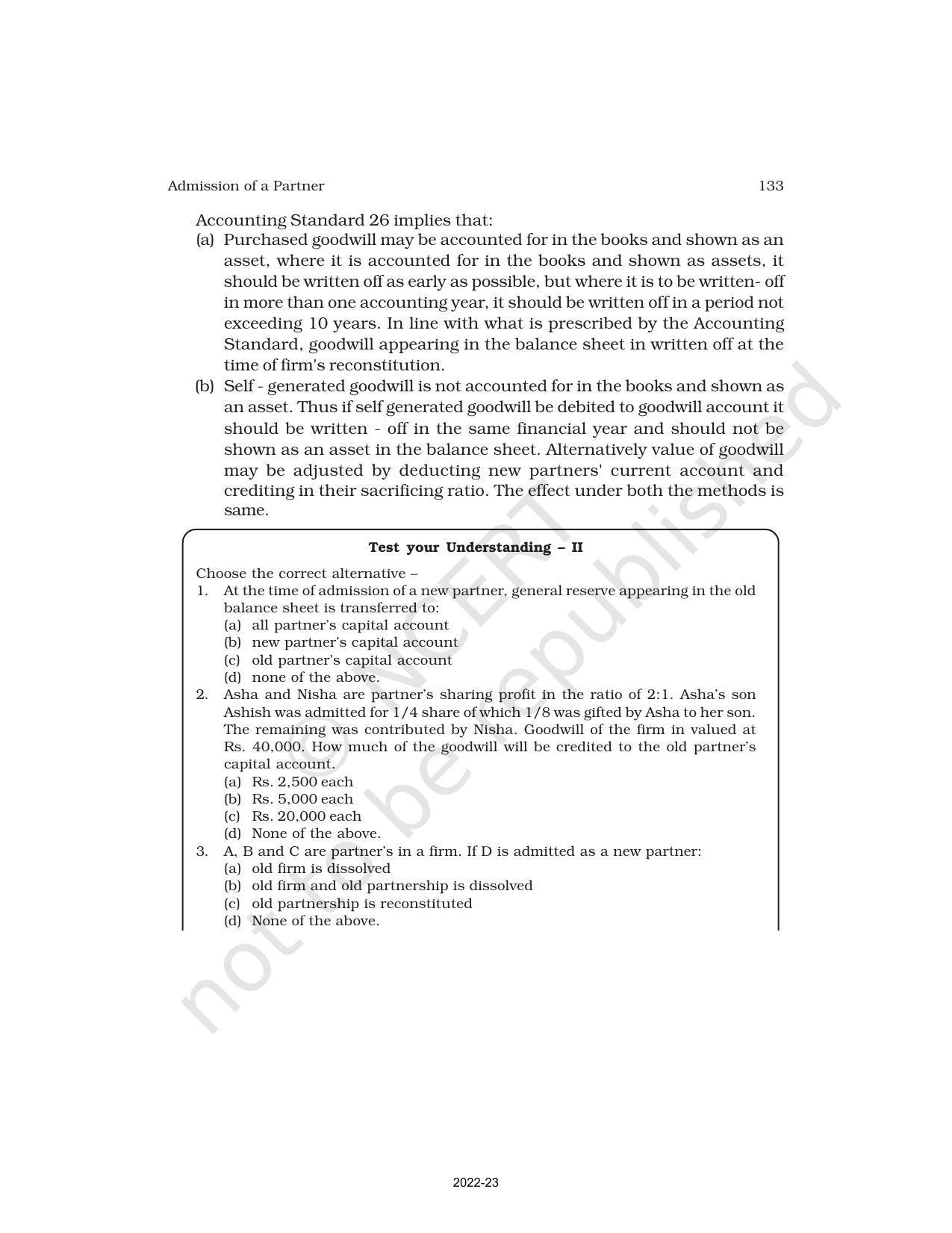 NCERT Book for Class 12 Accountancy Part I Chapter 3 Reconstitution of a Partnership Firm – Admission of a Partner - Page 26