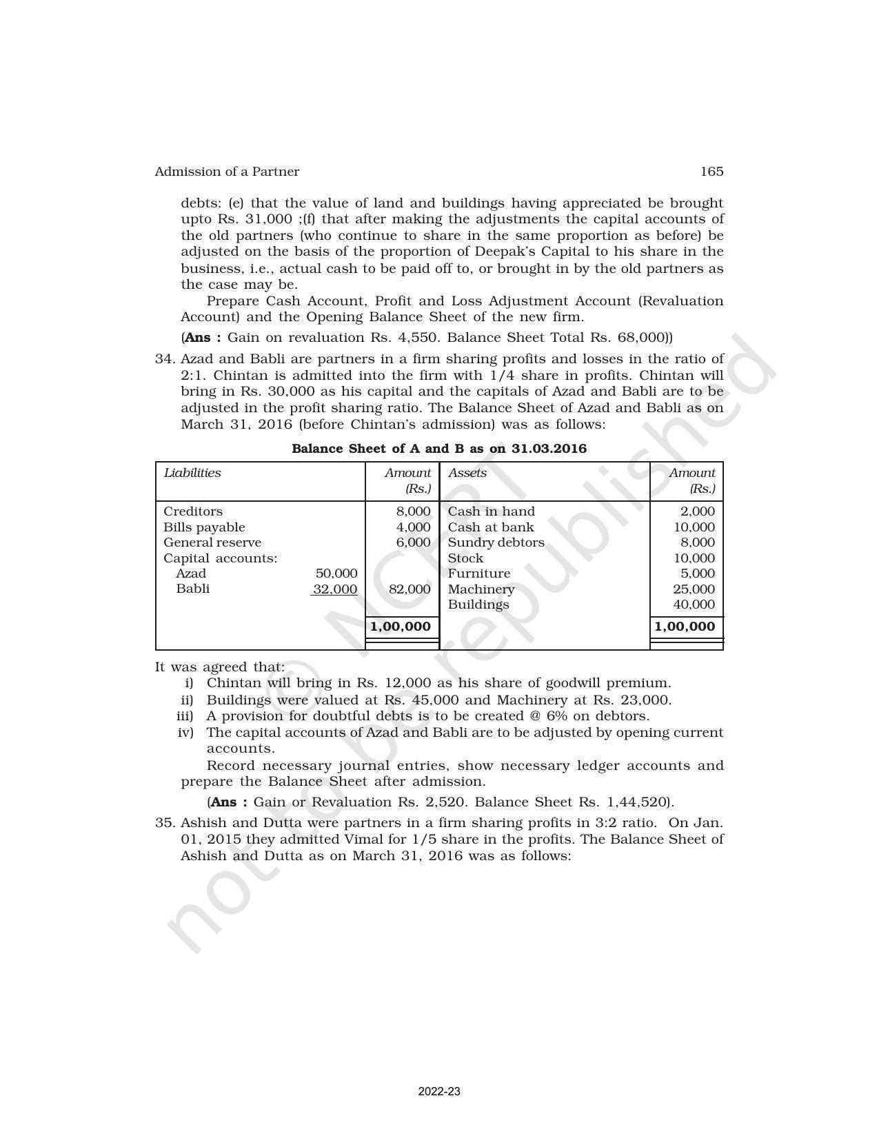 NCERT Book for Class 12 Accountancy Part I Chapter 3 Reconstitution of a Partnership Firm – Admission of a Partner - Page 58