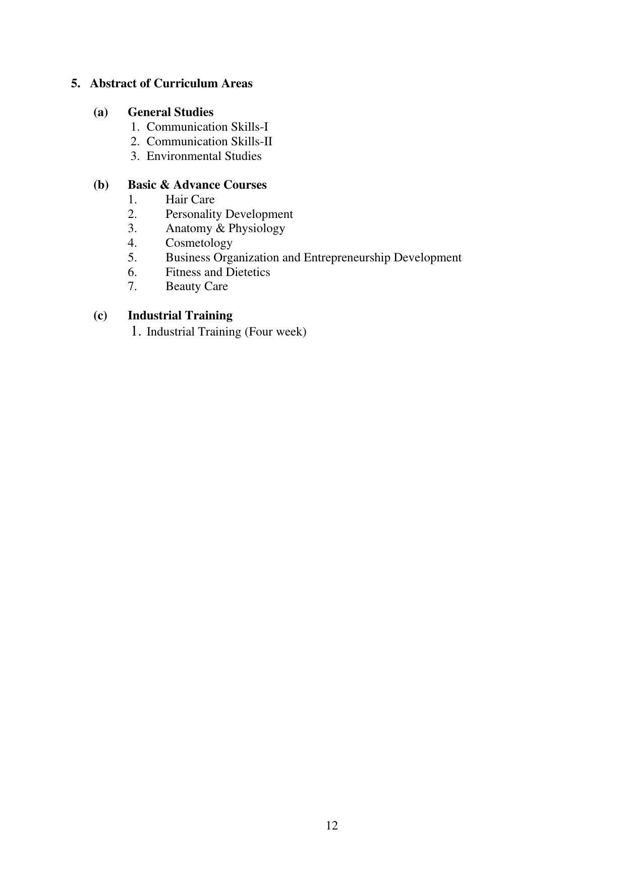 SYLLABUS FOR FIRST SEMESTER SESSION (2020-2021) - TWO SEMESTER POST GRADUATE DIPLOMA COURSE IN BEAUTY AND HEALTH CARE - Page 12