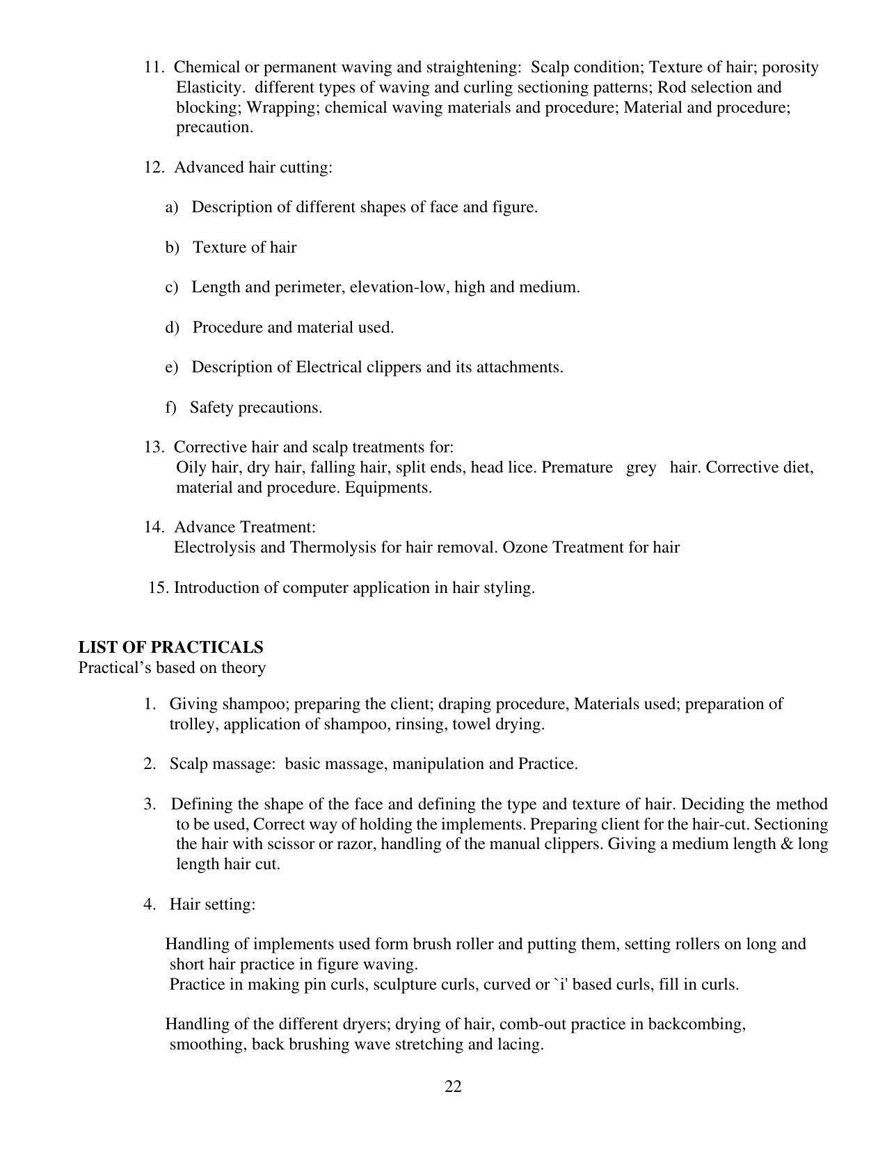 SYLLABUS FOR FIRST SEMESTER SESSION (2020-2021) - TWO SEMESTER POST GRADUATE DIPLOMA COURSE IN BEAUTY AND HEALTH CARE - Page 22