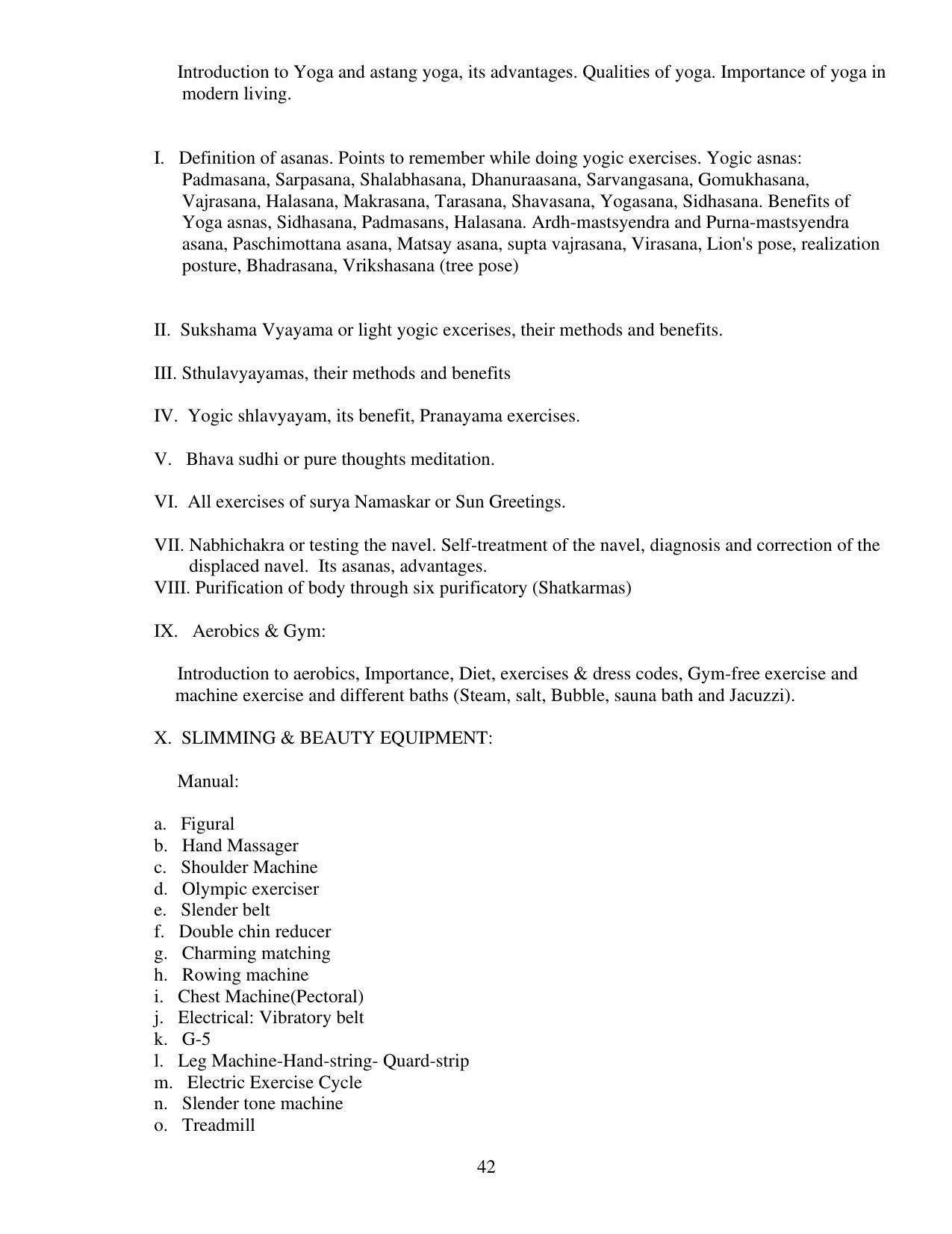 SYLLABUS FOR FIRST SEMESTER SESSION (2020-2021) - TWO SEMESTER POST GRADUATE DIPLOMA COURSE IN BEAUTY AND HEALTH CARE - Page 42