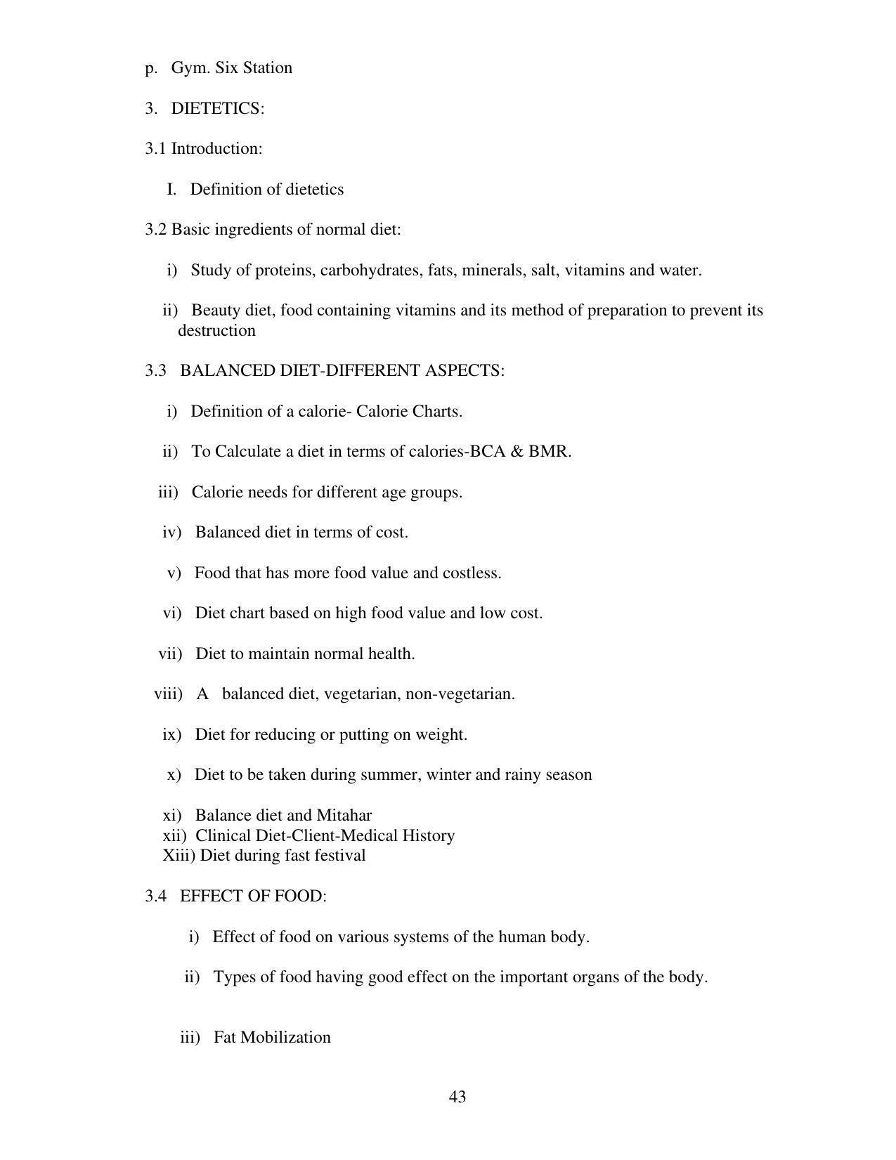 SYLLABUS FOR FIRST SEMESTER SESSION (2020-2021) - TWO SEMESTER POST GRADUATE DIPLOMA COURSE IN BEAUTY AND HEALTH CARE - Page 43