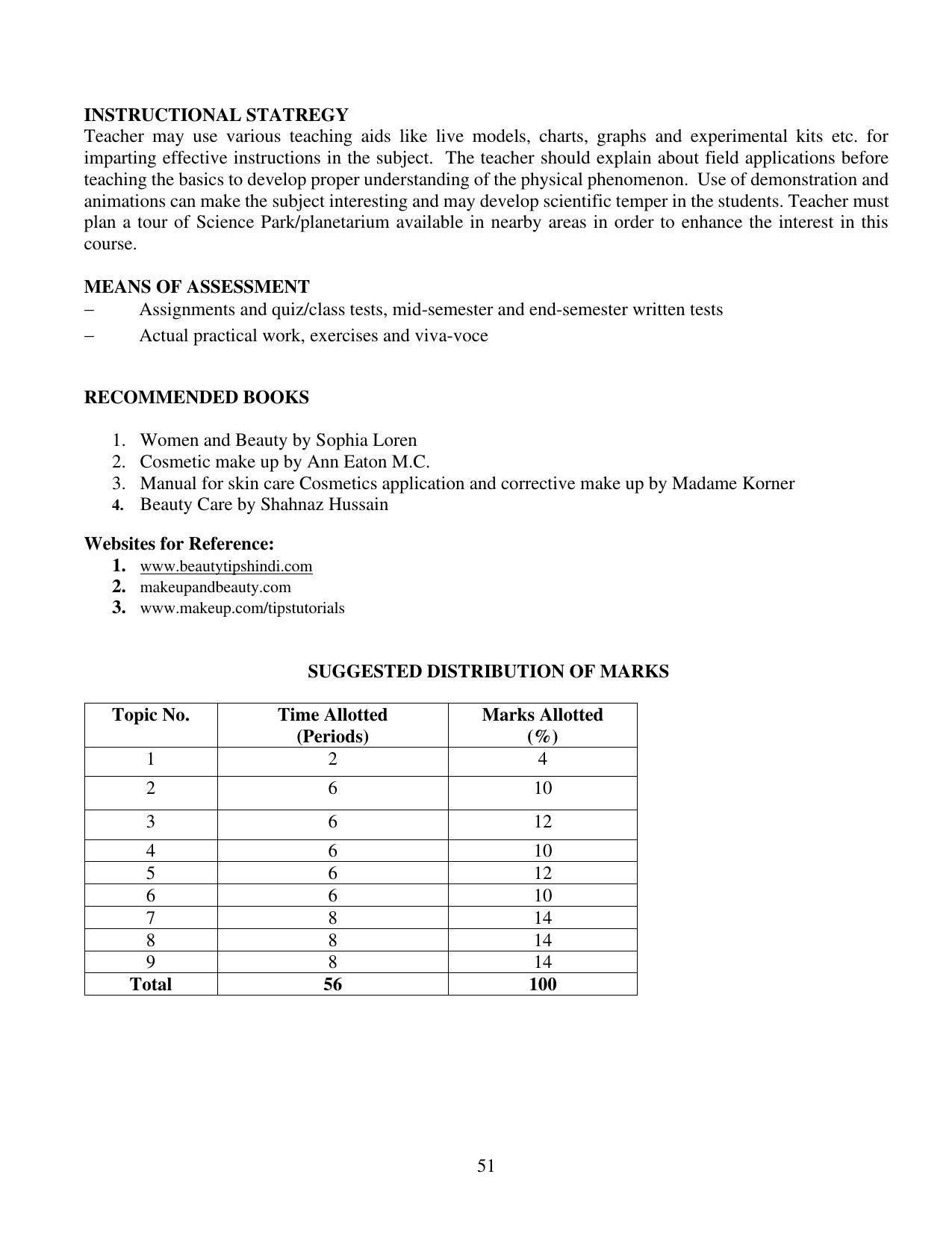 SYLLABUS FOR FIRST SEMESTER SESSION (2020-2021) - TWO SEMESTER POST GRADUATE DIPLOMA COURSE IN BEAUTY AND HEALTH CARE - Page 51