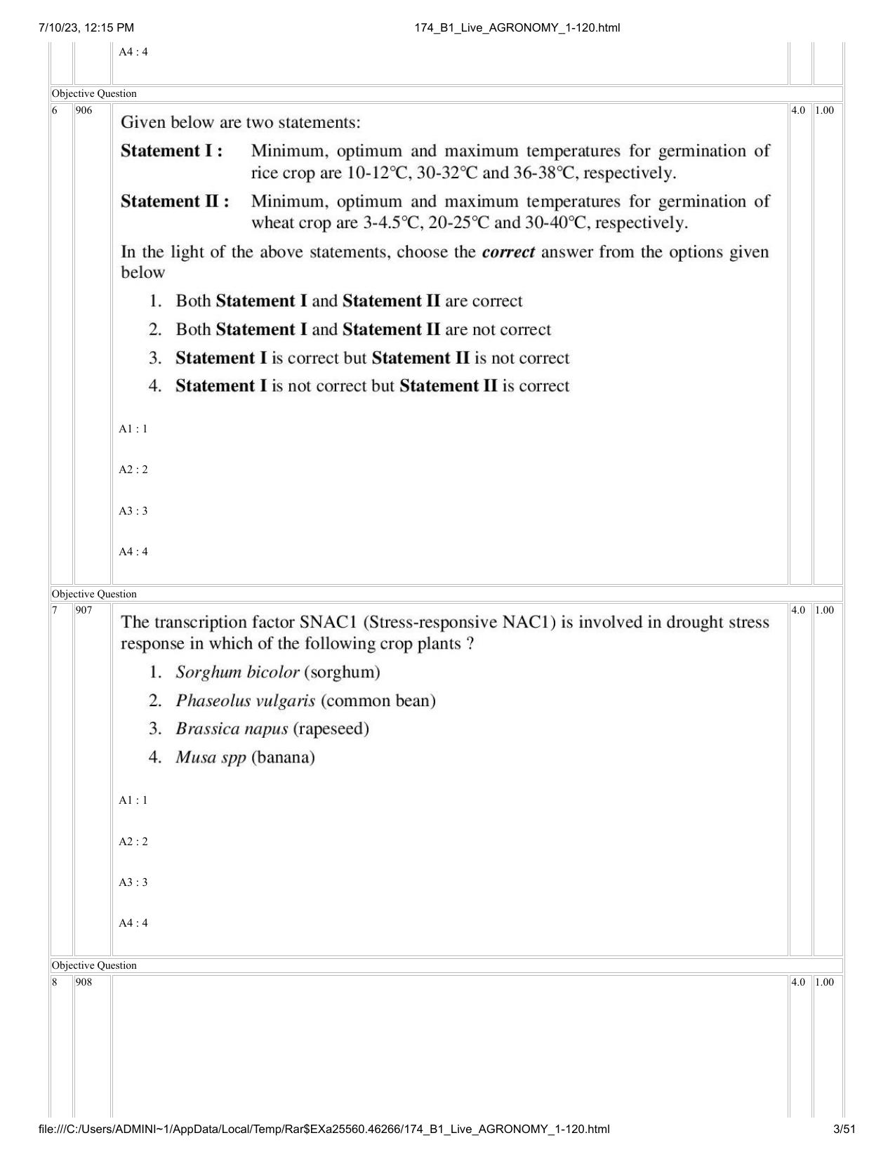 ICAR AIEEA PG 2023 AGRONOMY Question Paper - Page 3