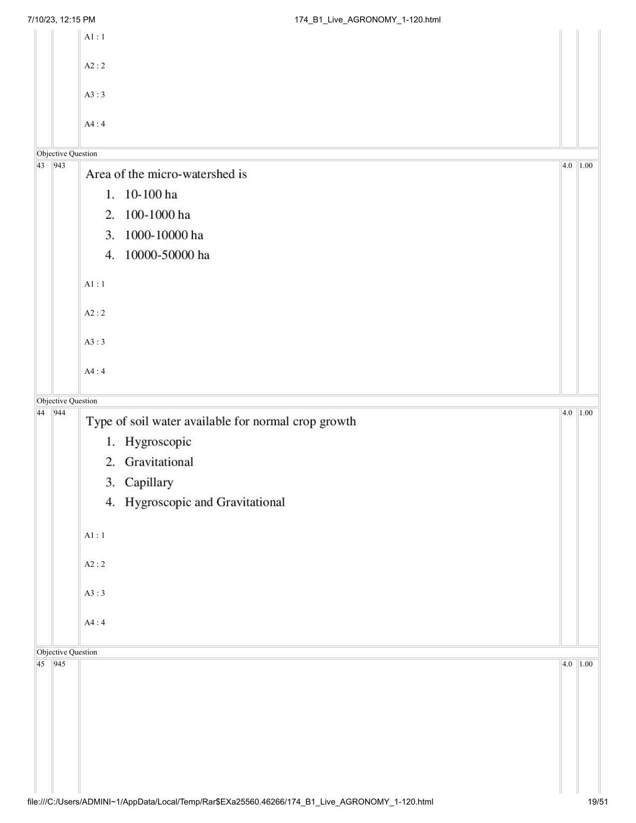 ICAR AIEEA PG 2023 AGRONOMY Question Paper - Page 19