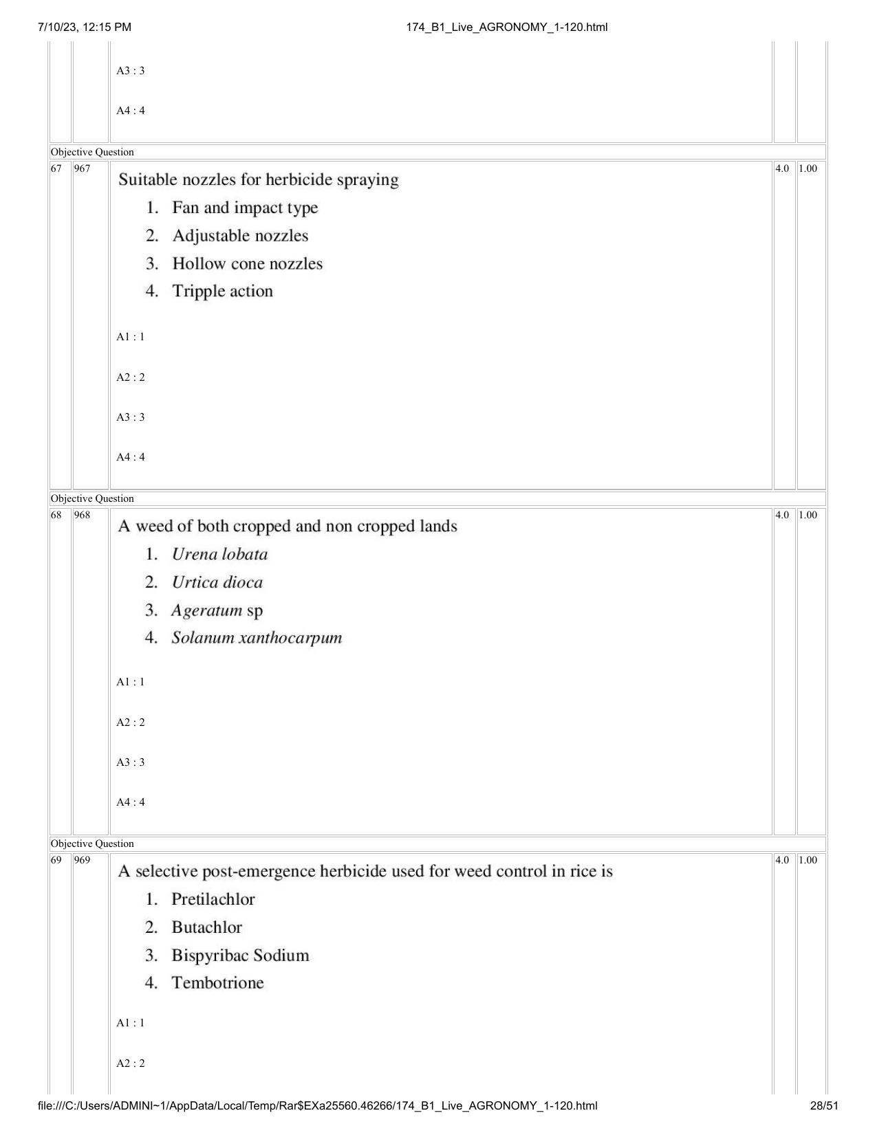 ICAR AIEEA PG 2023 AGRONOMY Question Paper - Page 28