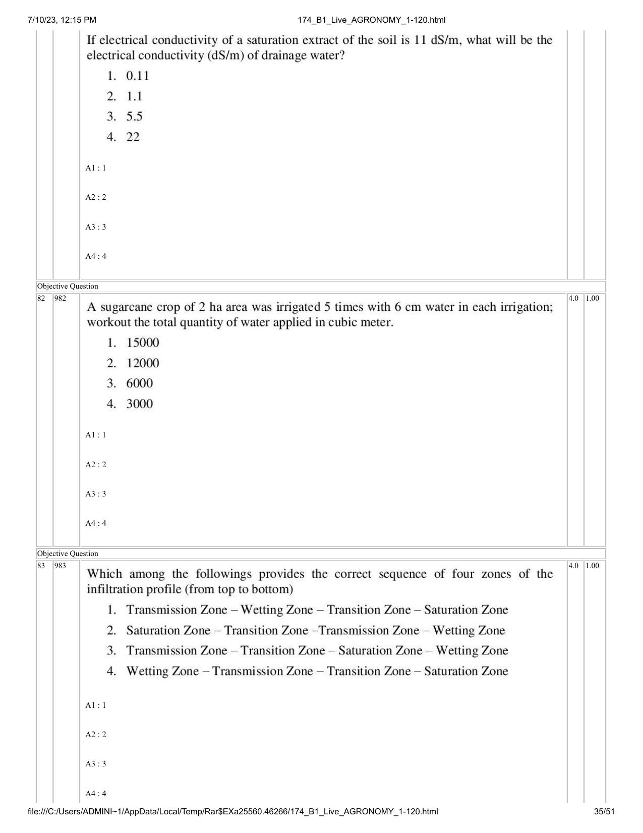 ICAR AIEEA PG 2023 AGRONOMY Question Paper - Page 35