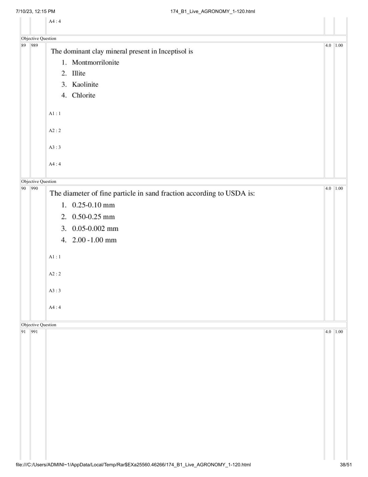 ICAR AIEEA PG 2023 AGRONOMY Question Paper - Page 38