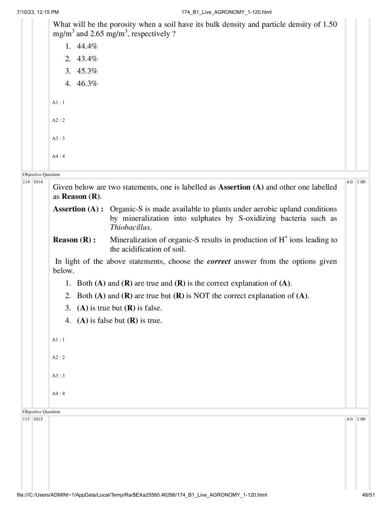 ICAR AIEEA PG 2023 AGRONOMY Question Paper - Page 48