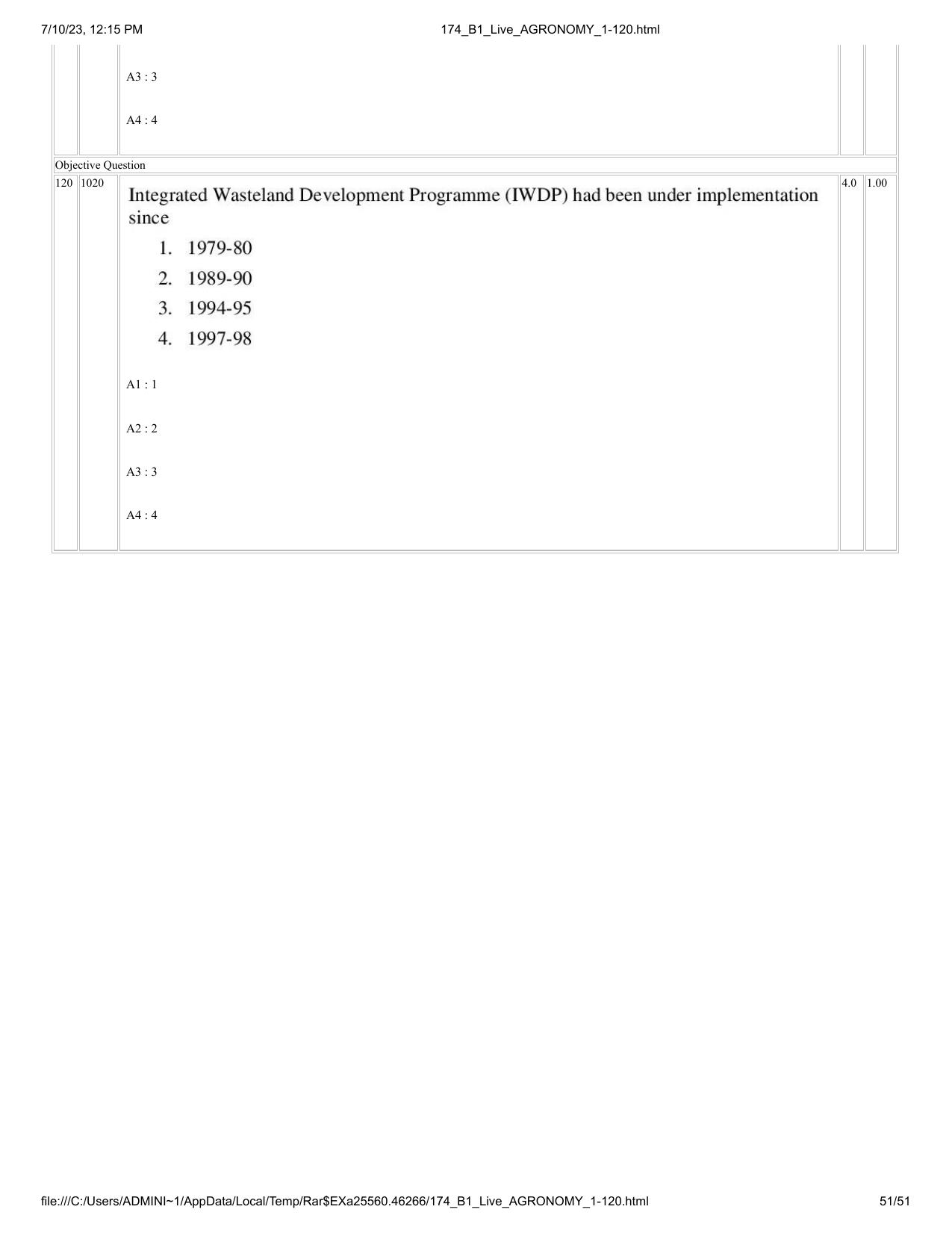 ICAR AIEEA PG 2023 AGRONOMY Question Paper - Page 51