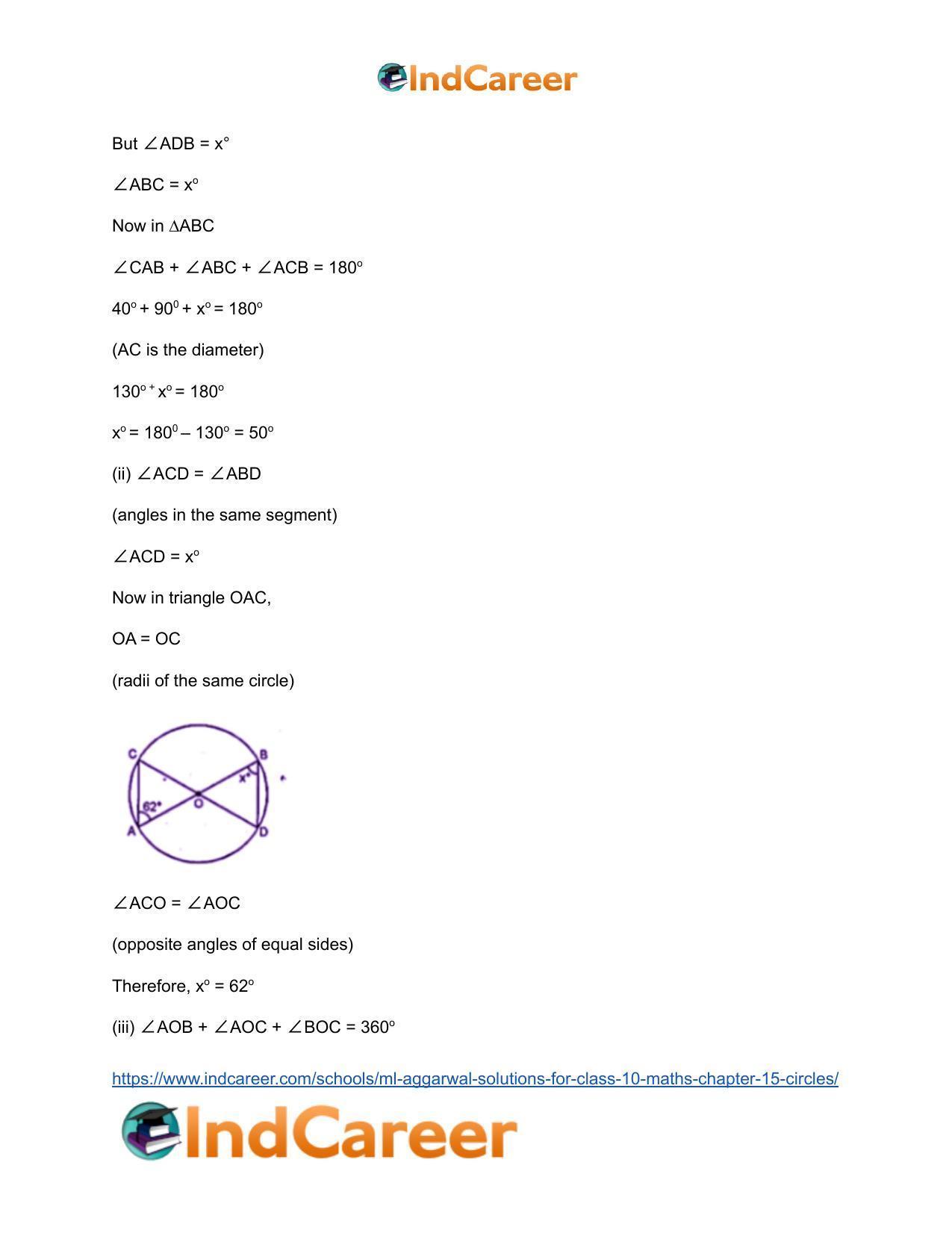 ML Aggarwal Solutions for Class 10 Maths Chapter 15- Circles - Page 8