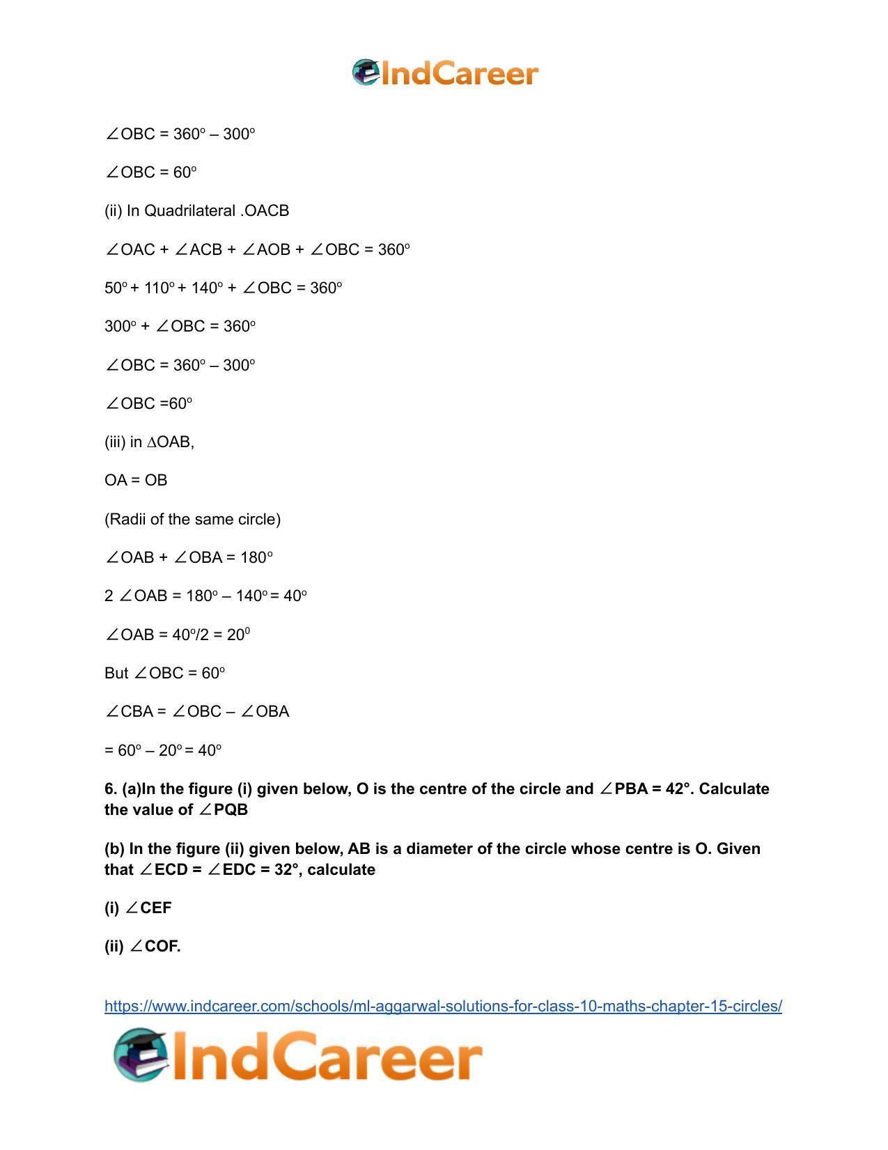 ML Aggarwal Solutions for Class 10 Maths Chapter 15- Circles - Page 15