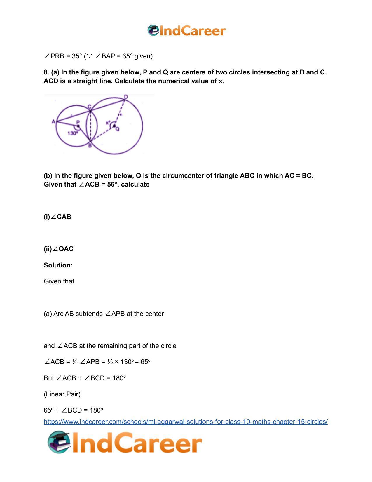 ML Aggarwal Solutions for Class 10 Maths Chapter 15- Circles - Page 18