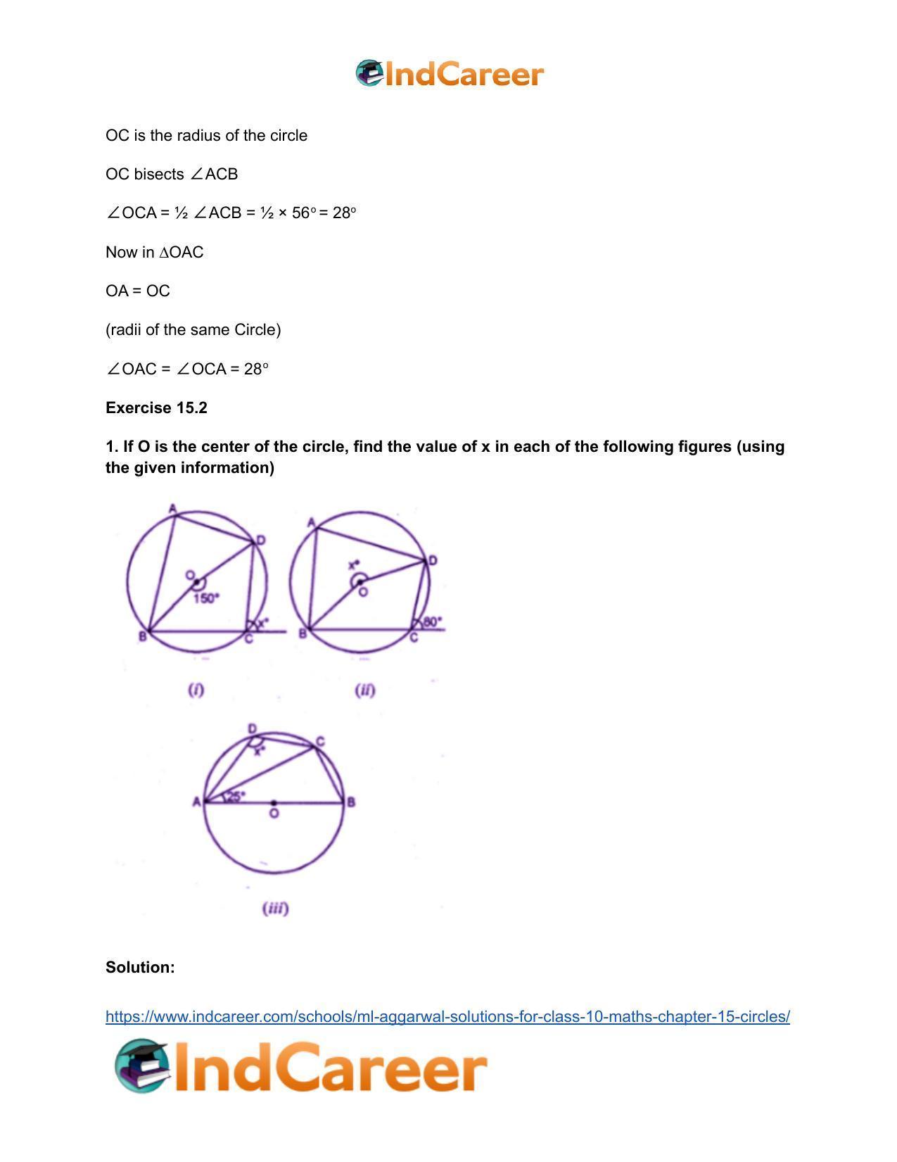 ML Aggarwal Solutions for Class 10 Maths Chapter 15- Circles - Page 20