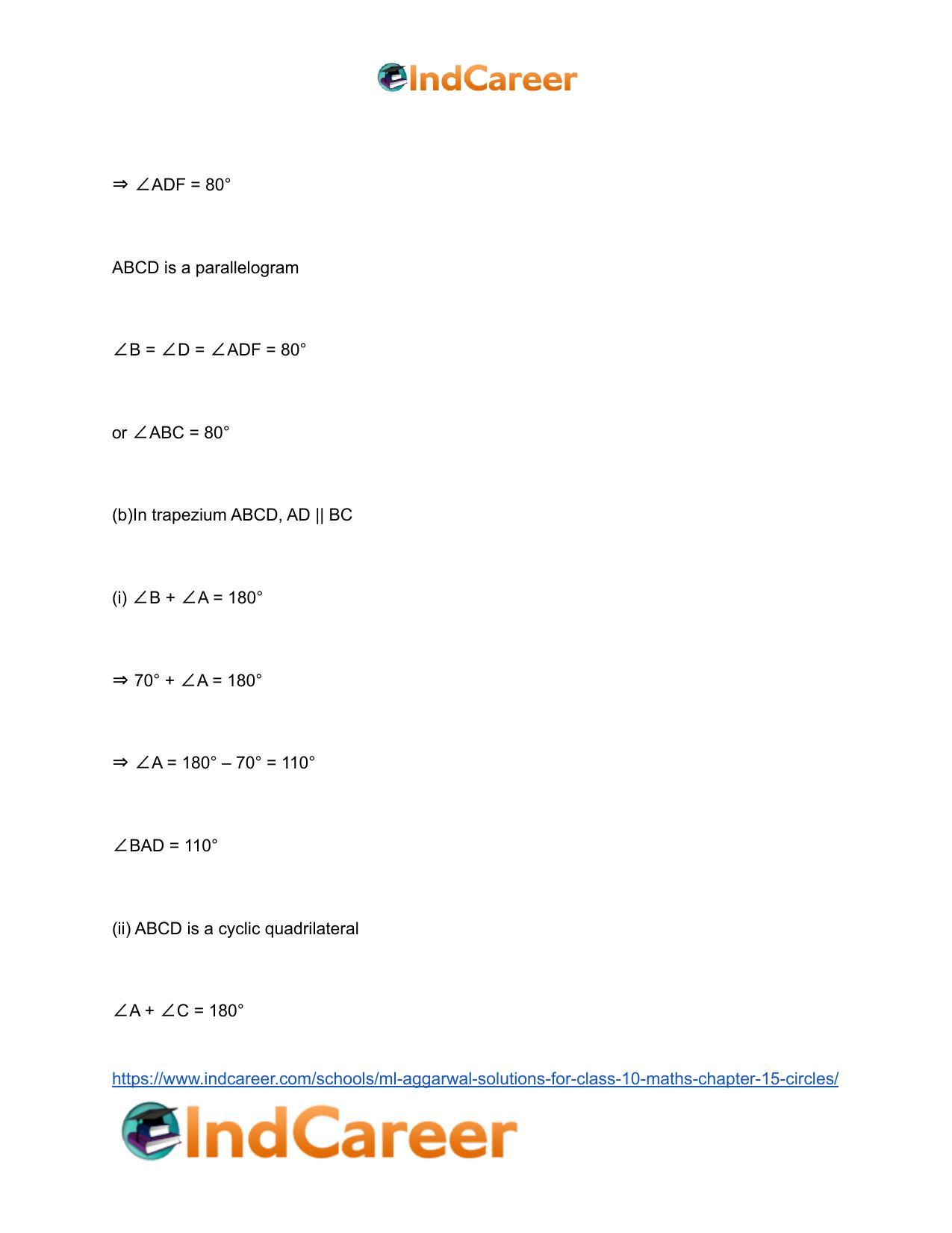 ML Aggarwal Solutions for Class 10 Maths Chapter 15- Circles - Page 30