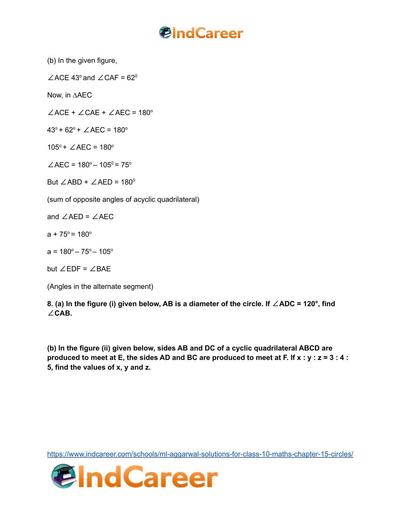ML Aggarwal Solutions for Class 10 Maths Chapter 15- Circles - Page 34