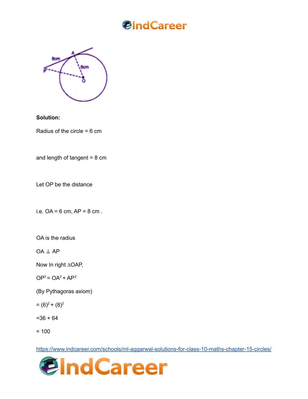 ML Aggarwal Solutions for Class 10 Maths Chapter 15- Circles - Page 38