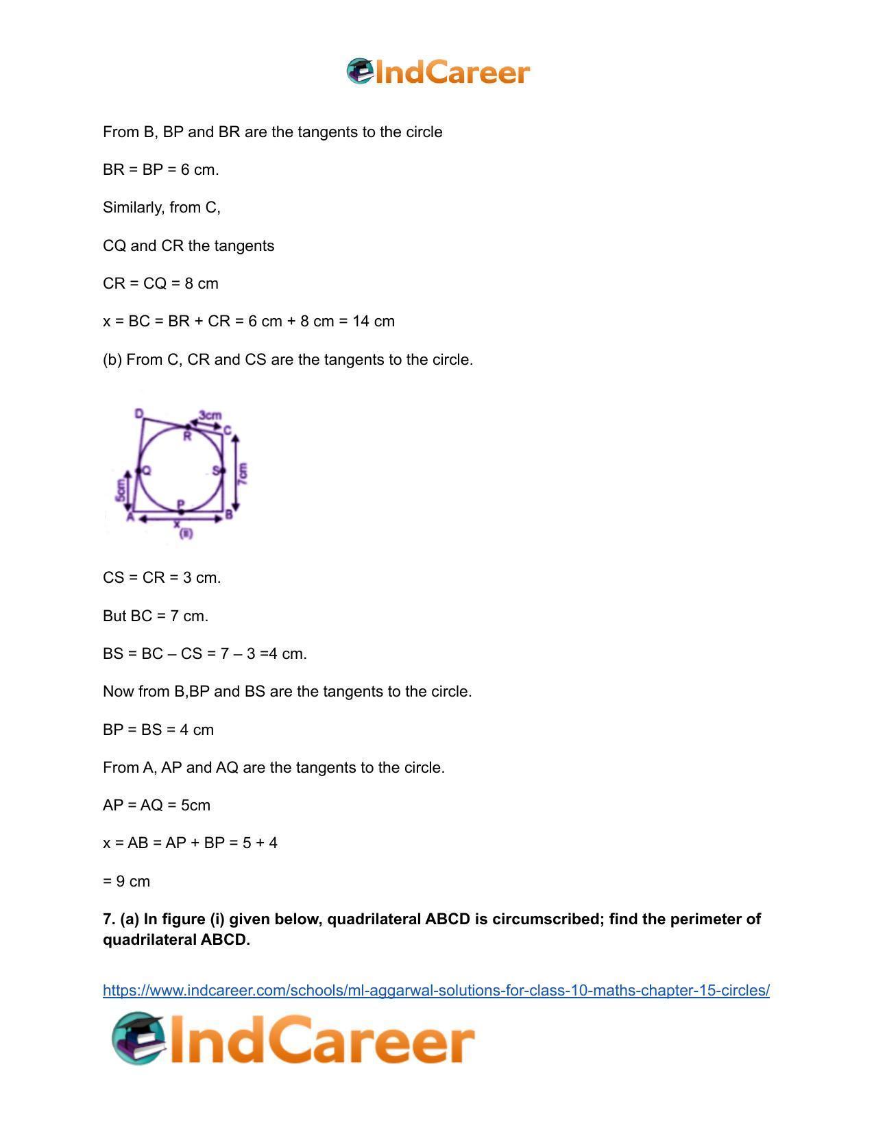 ML Aggarwal Solutions for Class 10 Maths Chapter 15- Circles - Page 42