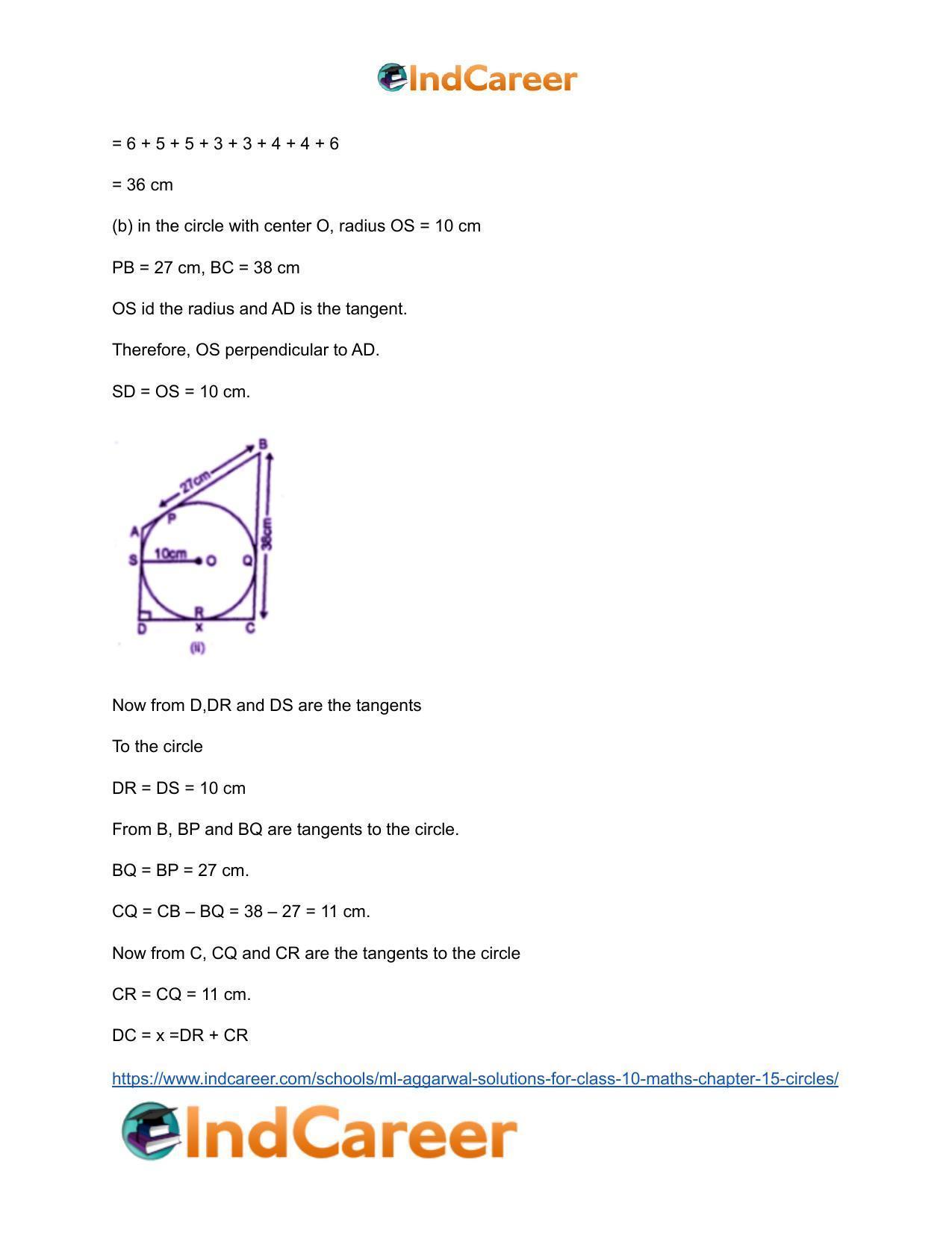 ML Aggarwal Solutions for Class 10 Maths Chapter 15- Circles - Page 44