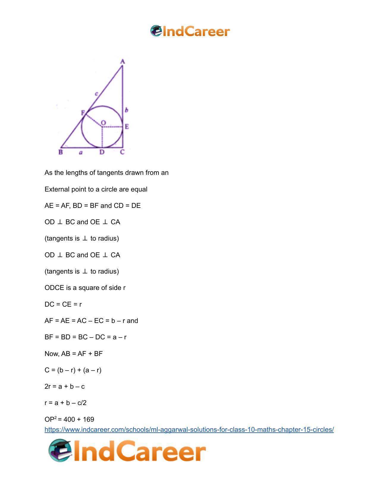 ML Aggarwal Solutions for Class 10 Maths Chapter 15- Circles - Page 48