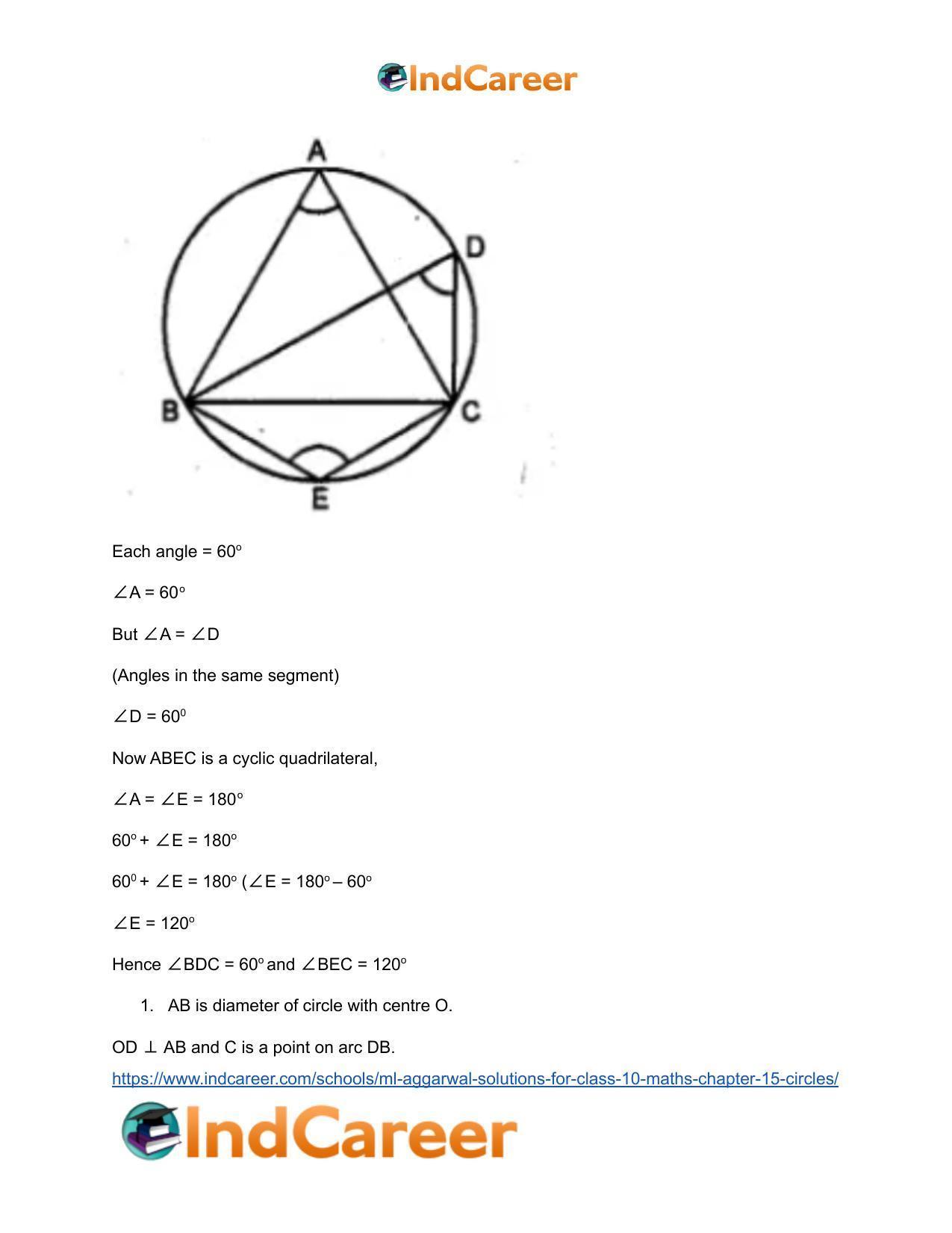 ML Aggarwal Solutions for Class 10 Maths Chapter 15- Circles - Page 51