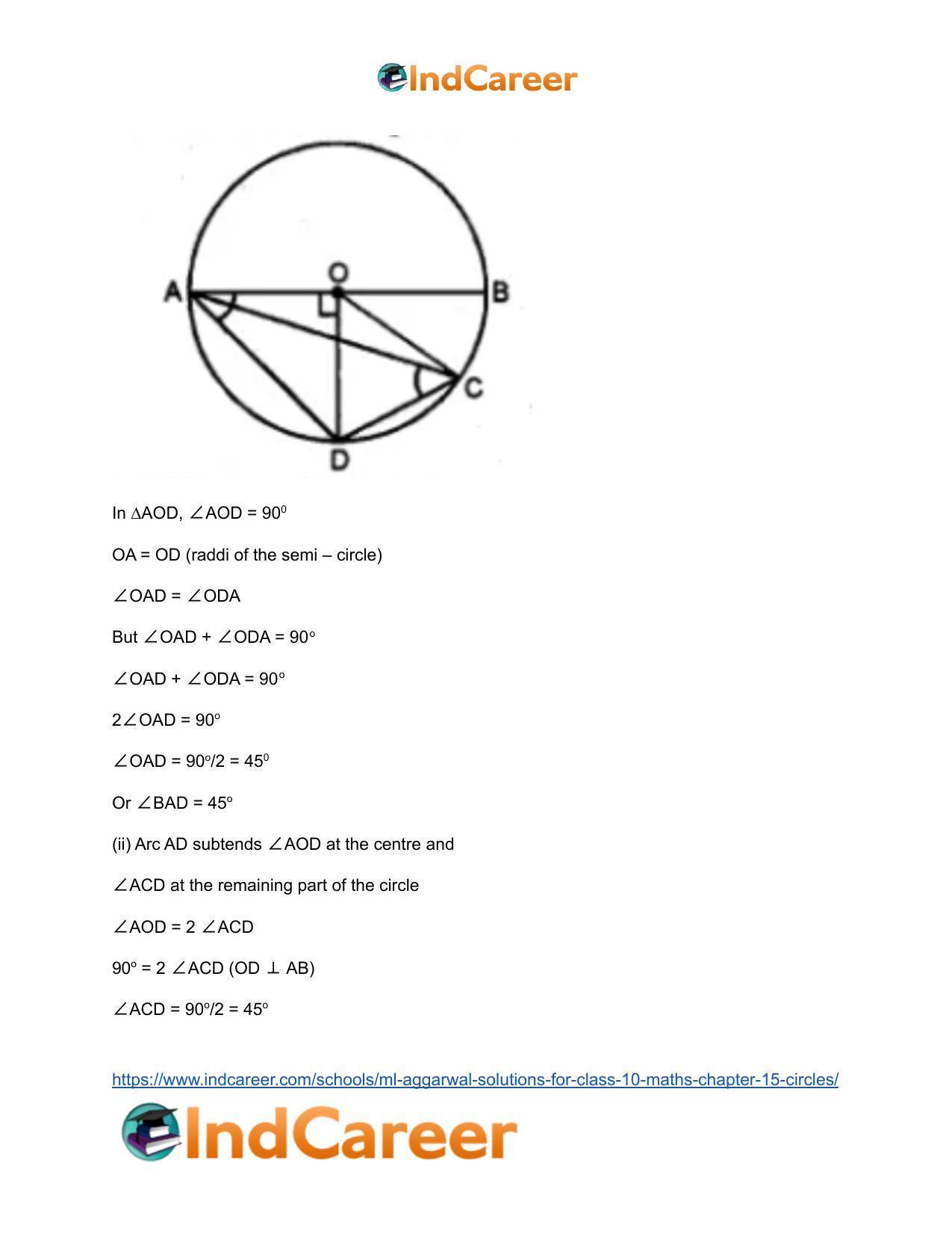 ML Aggarwal Solutions for Class 10 Maths Chapter 15- Circles - Page 52