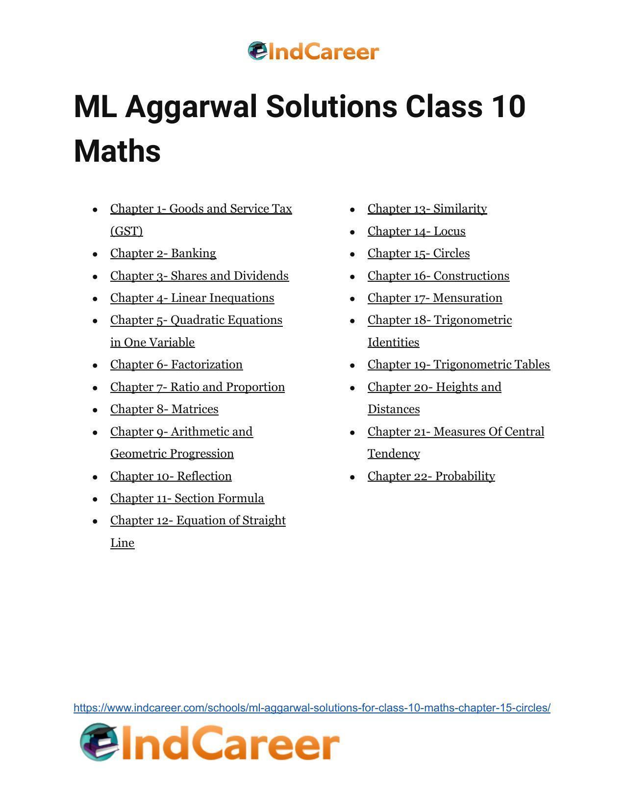 ML Aggarwal Solutions for Class 10 Maths Chapter 15- Circles - Page 61