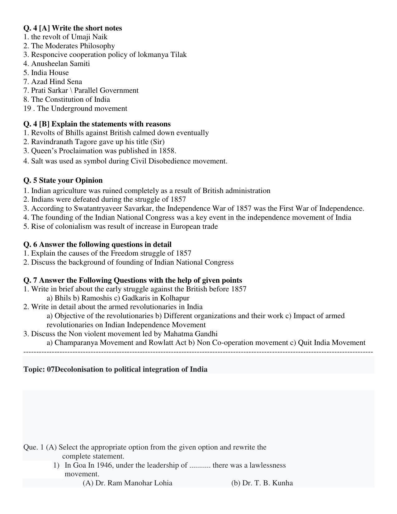 Maharashtra Board Class 12 History Sample Papers - Page 17