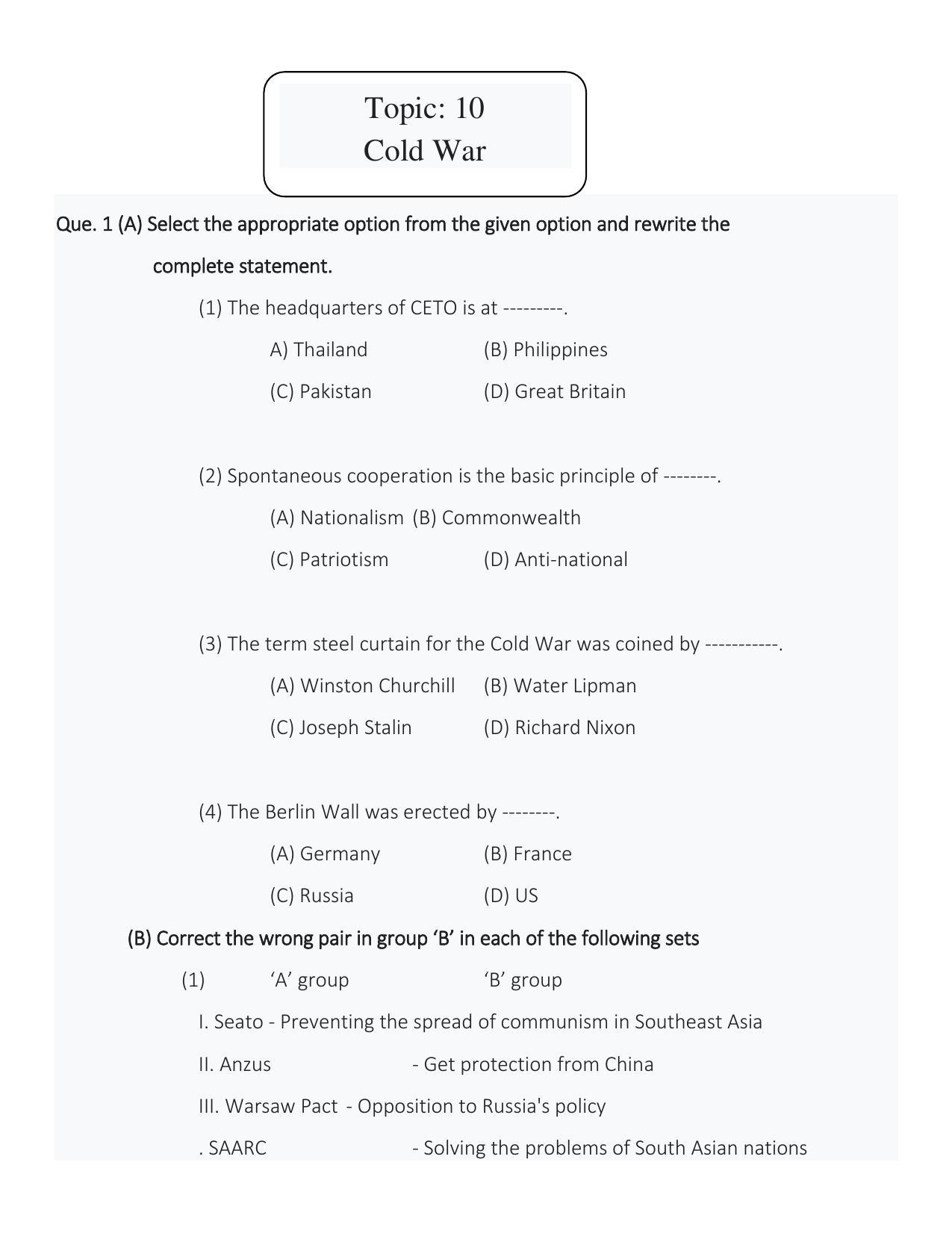Maharashtra Board Class 12 History Sample Papers - Page 29