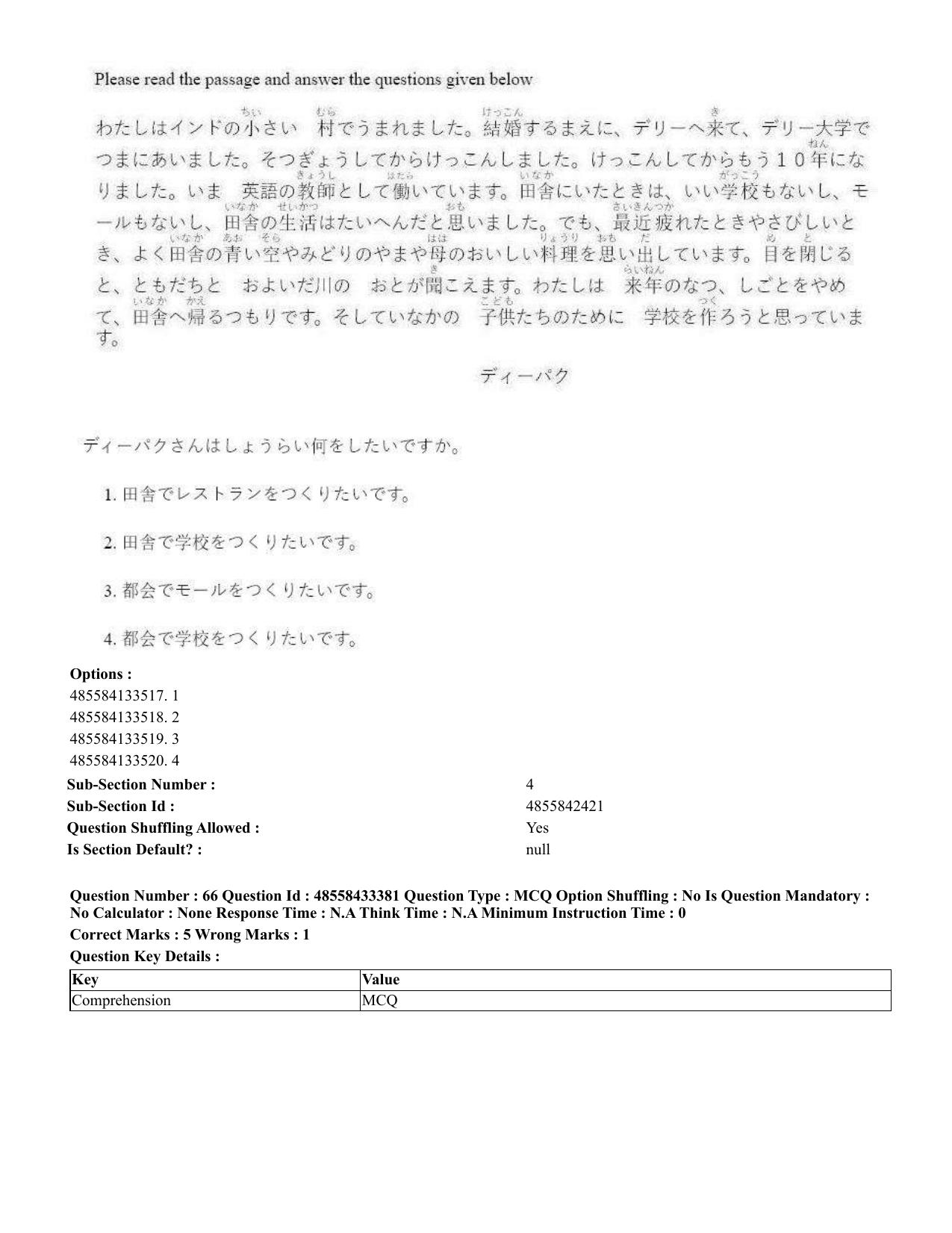 CUET 2023 English Japanese compressed Shift 1 Question Papers - 18 June 2023 - Page 50