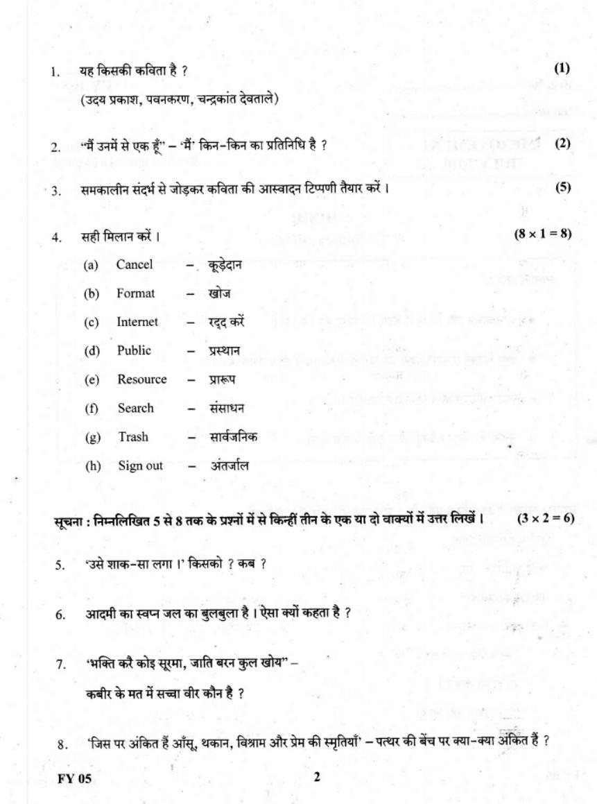Kerala Plus One 2019 Hindi Question Paper - Page 2