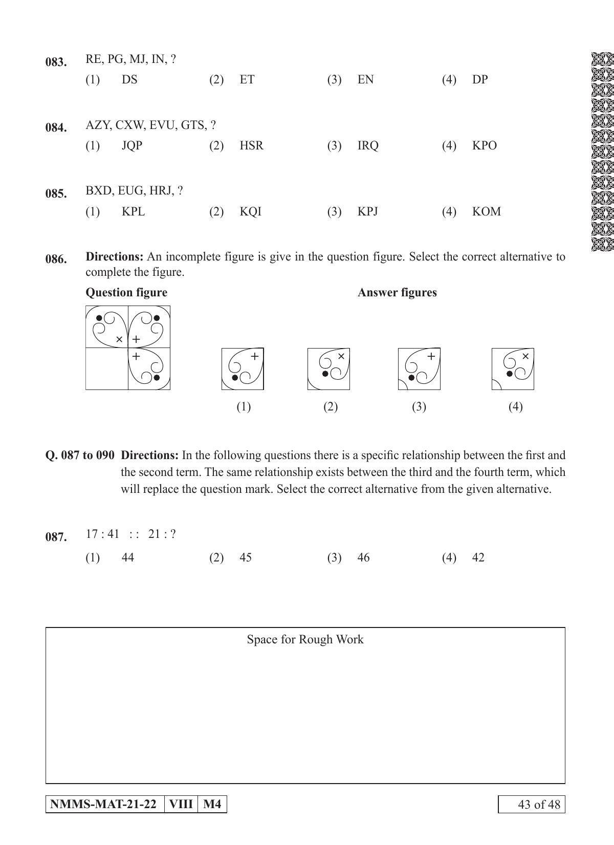 MAT GUJARATI 2021-22 Class 8 Maharashtra NMMS Question Papers - Page 43