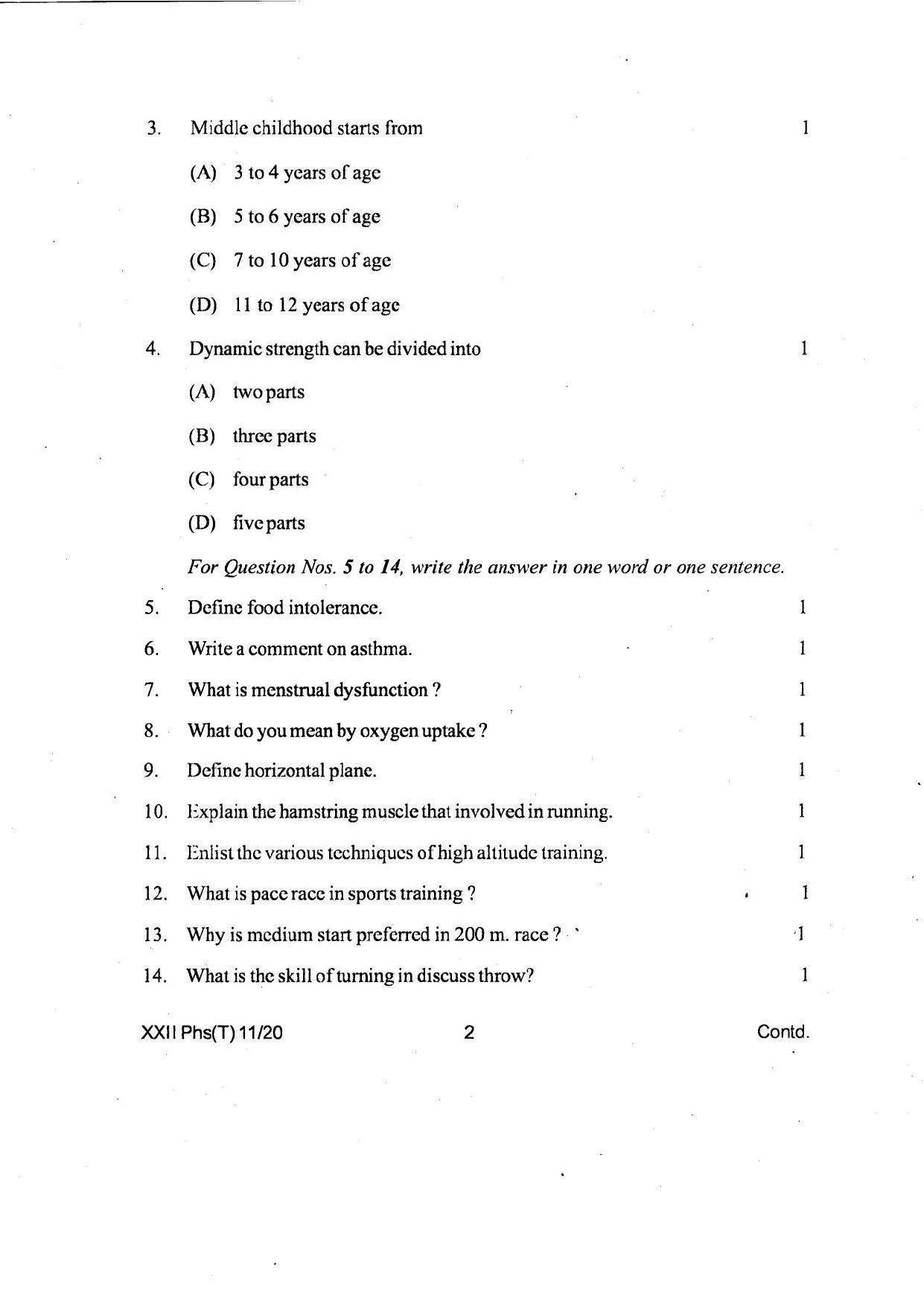 COHSEM Class 12 Physical, Health Education & Sports Question Papers 2020 - Page 2