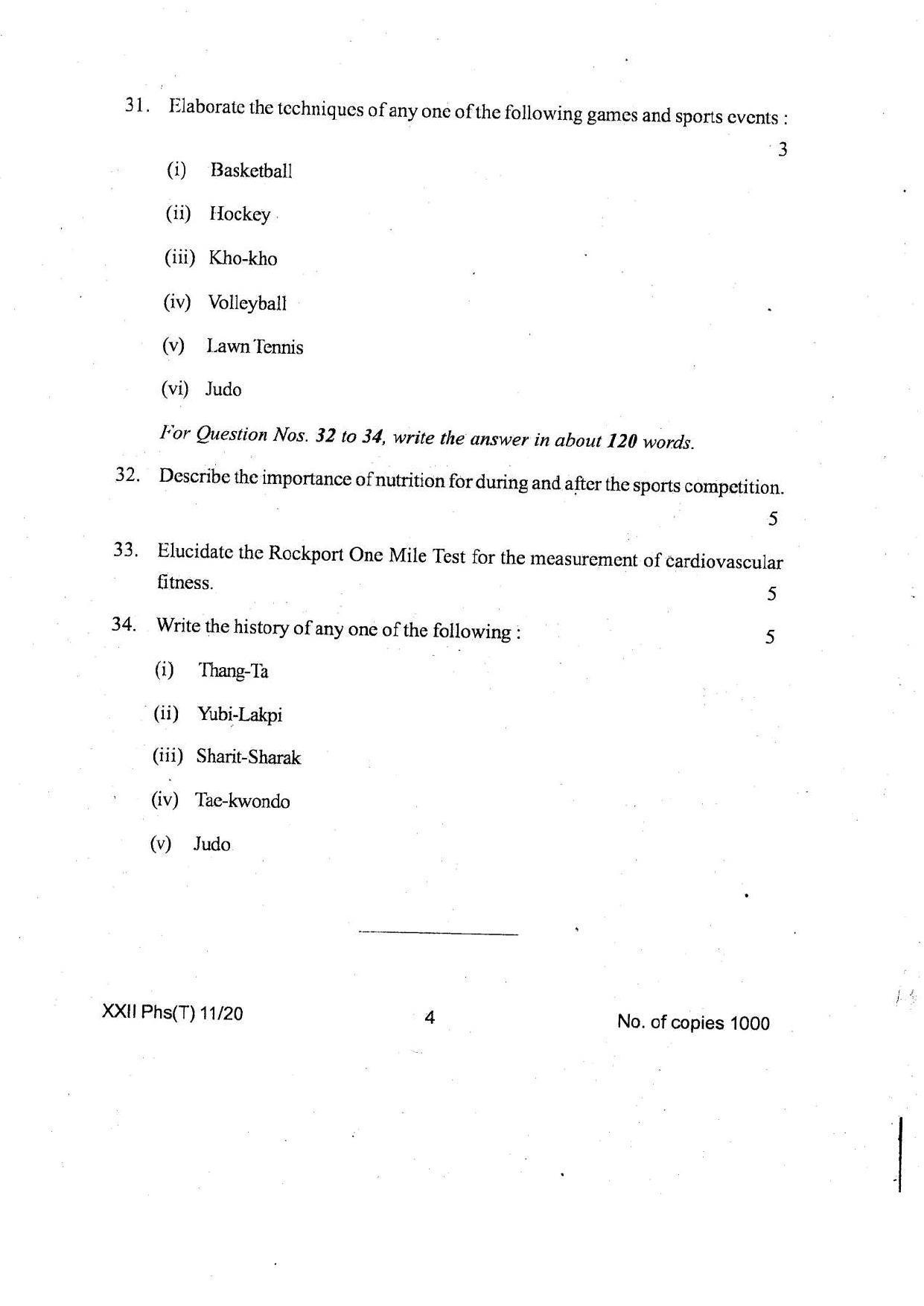 COHSEM Class 12 Physical, Health Education & Sports Question Papers 2020 - Page 4