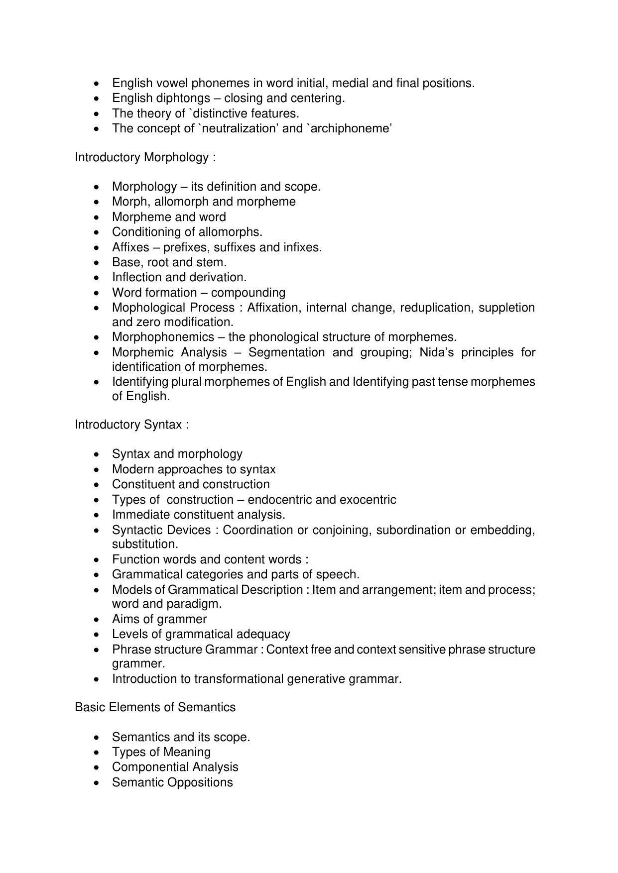AMU Entrance Exam: AMU Entrance Exam: M.A. Linguistics Syllabus - Page 2