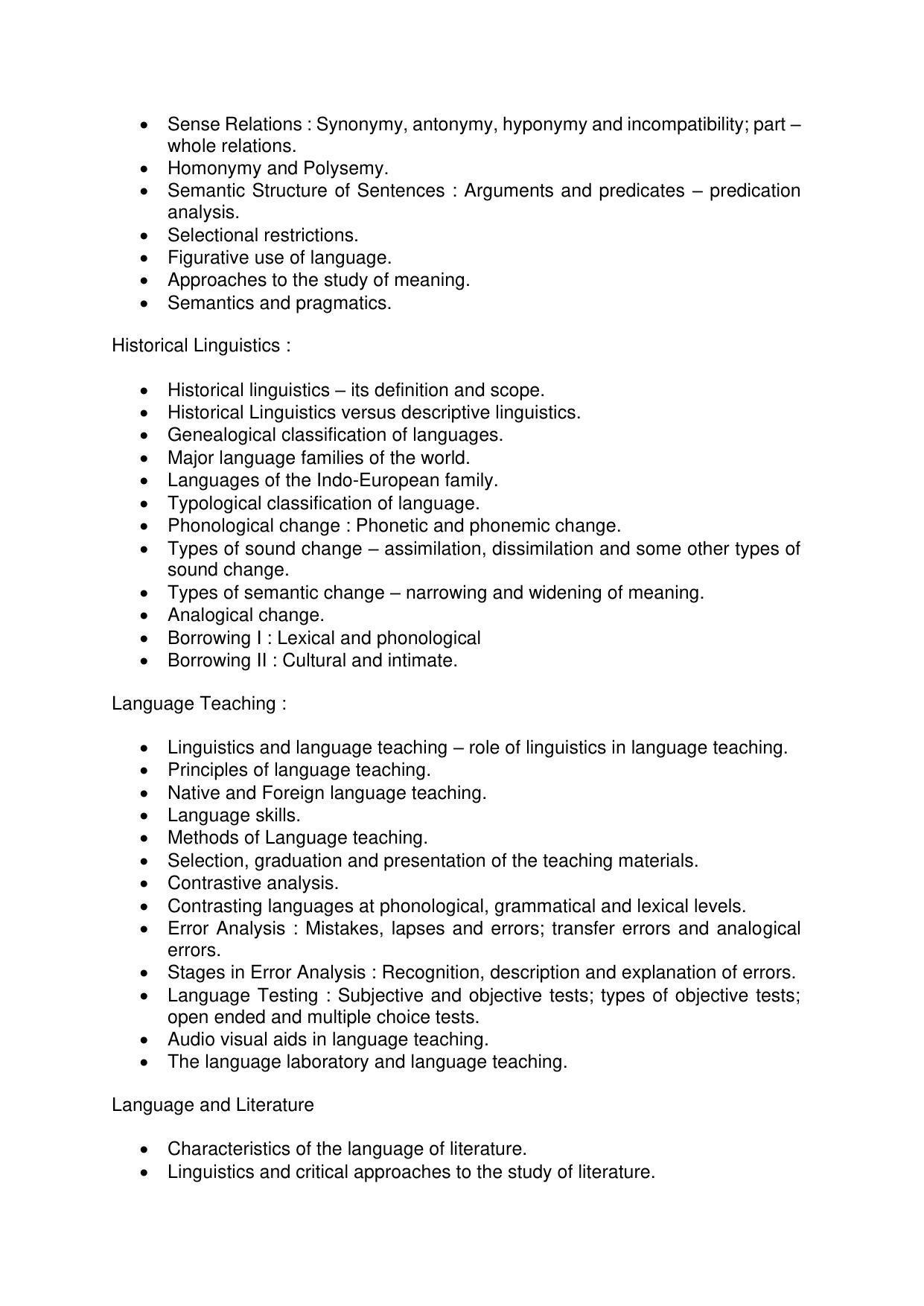 AMU Entrance Exam: AMU Entrance Exam: M.A. Linguistics Syllabus - Page 3