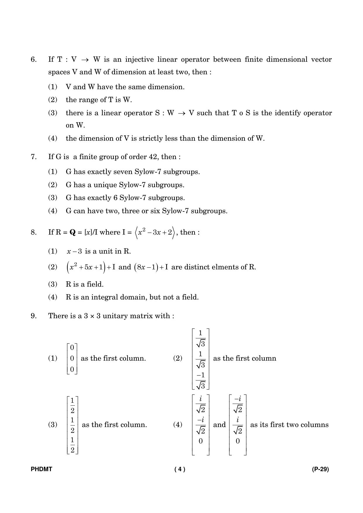 IGNOU PhD Entrance Test Ph. D. (Mathematics) Entrance Test, July, 2023 Question Paper - Page 5