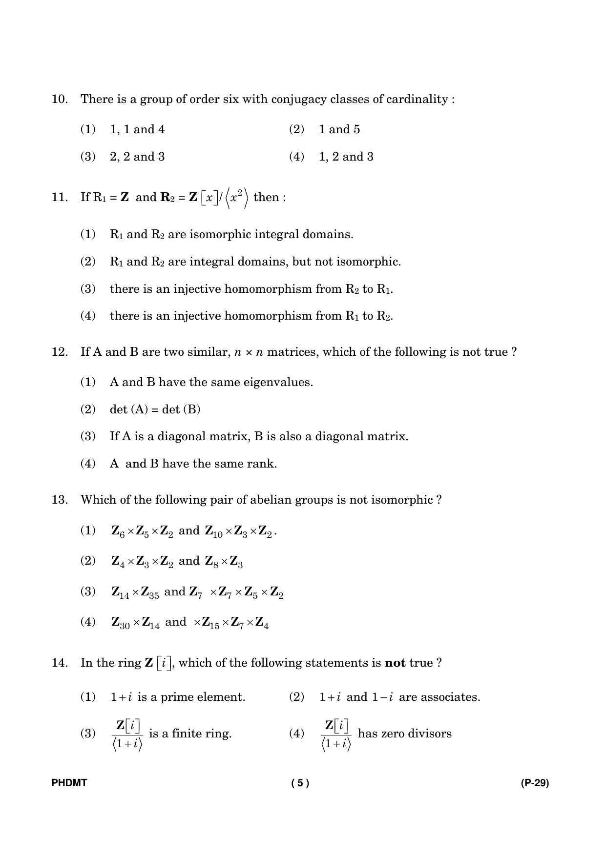 IGNOU PhD Entrance Test Ph. D. (Mathematics) Entrance Test, July, 2023 Question Paper - Page 6