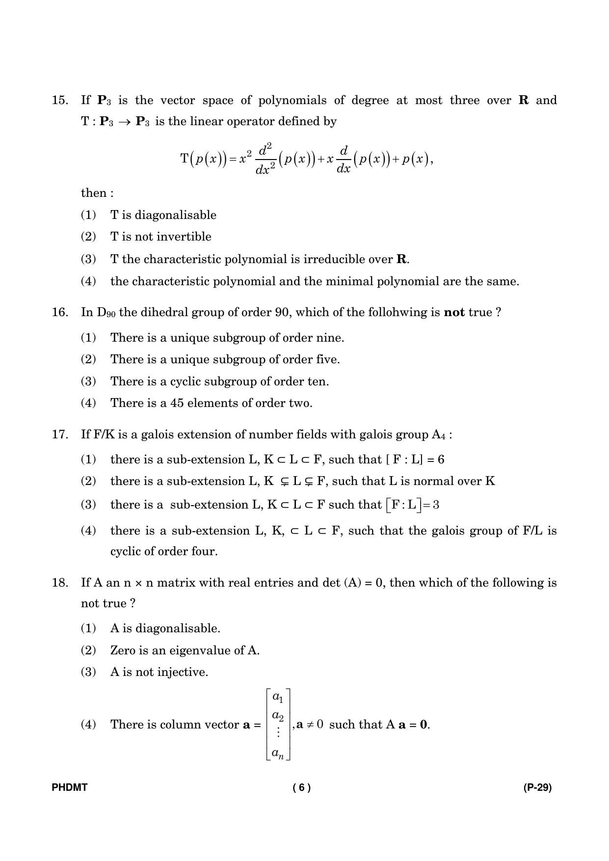 IGNOU PhD Entrance Test Ph. D. (Mathematics) Entrance Test, July, 2023 Question Paper - Page 7