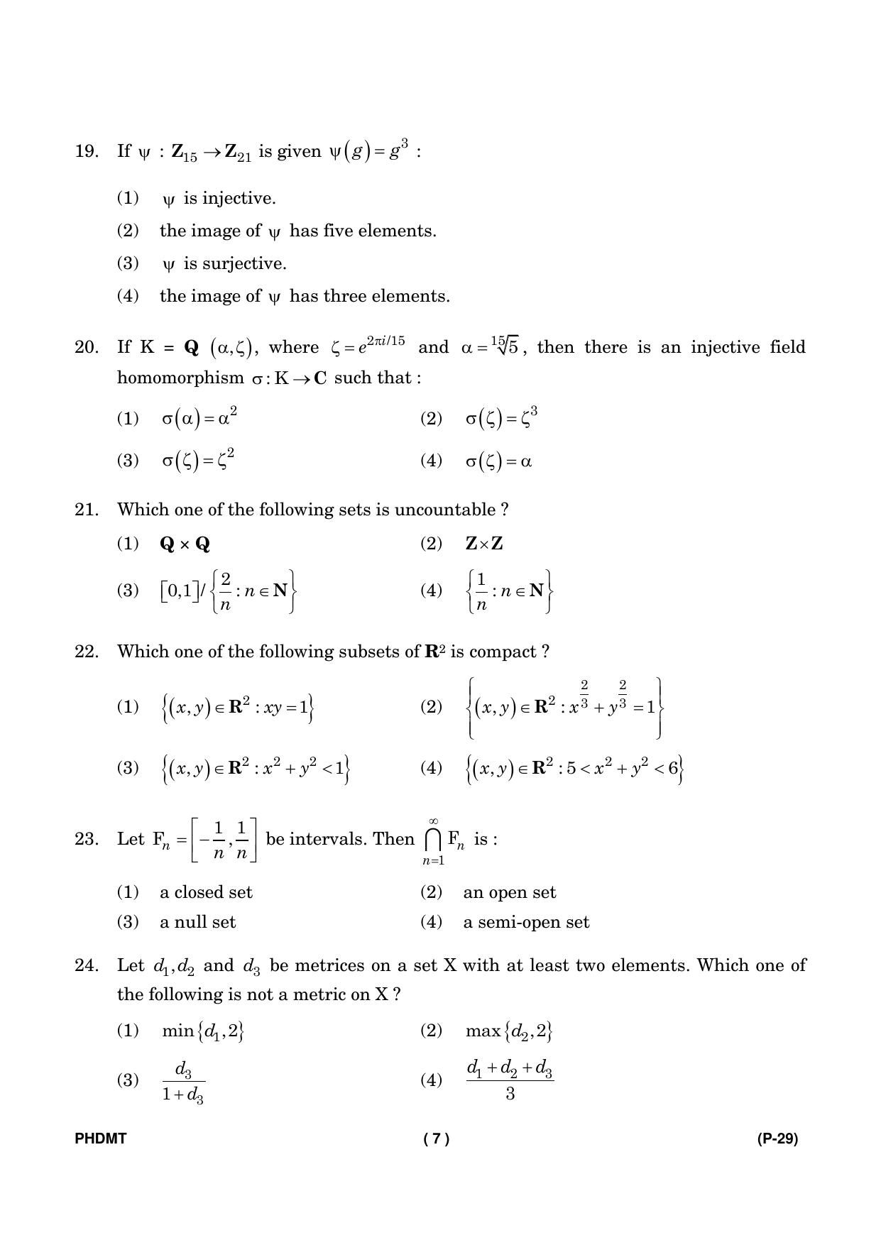 IGNOU PhD Entrance Test Ph. D. (Mathematics) Entrance Test, July, 2023 Question Paper - Page 8