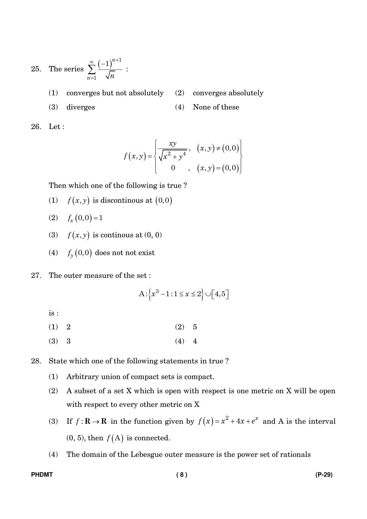 IGNOU PhD Entrance Test Ph. D. (Mathematics) Entrance Test, July, 2023 Question Paper - Page 9