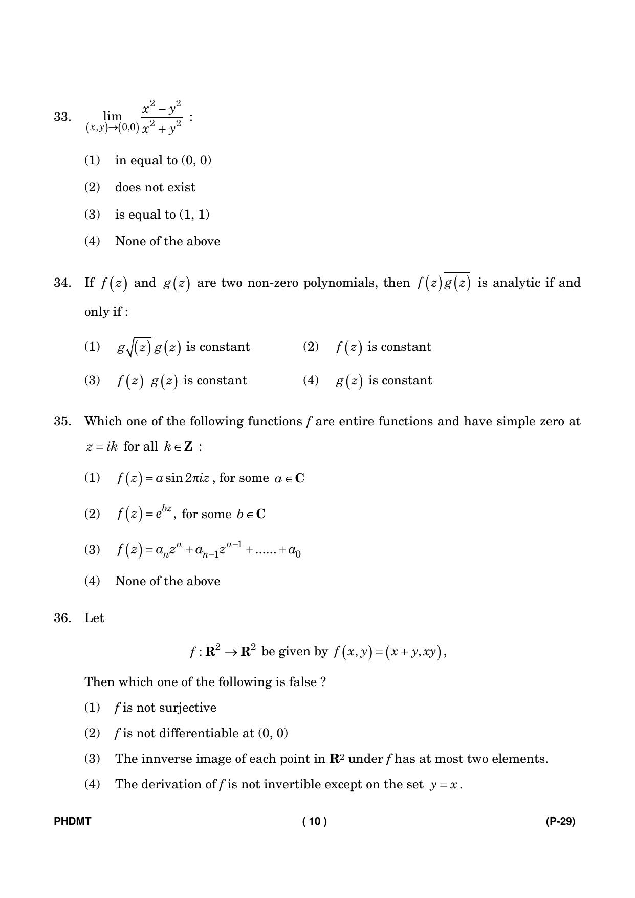 IGNOU PhD Entrance Test Ph. D. (Mathematics) Entrance Test, July, 2023 Question Paper - Page 11