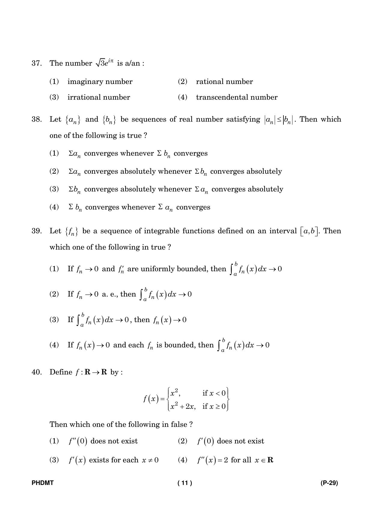 IGNOU PhD Entrance Test Ph. D. (Mathematics) Entrance Test, July, 2023 Question Paper - Page 12
