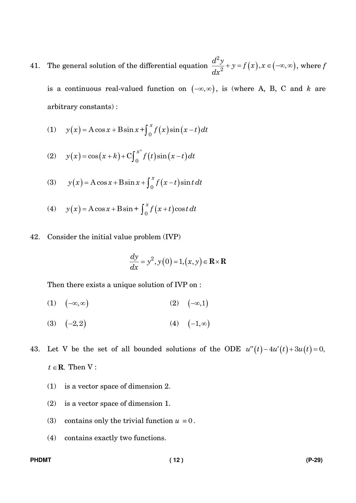IGNOU PhD Entrance Test Ph. D. (Mathematics) Entrance Test, July, 2023 Question Paper - Page 13