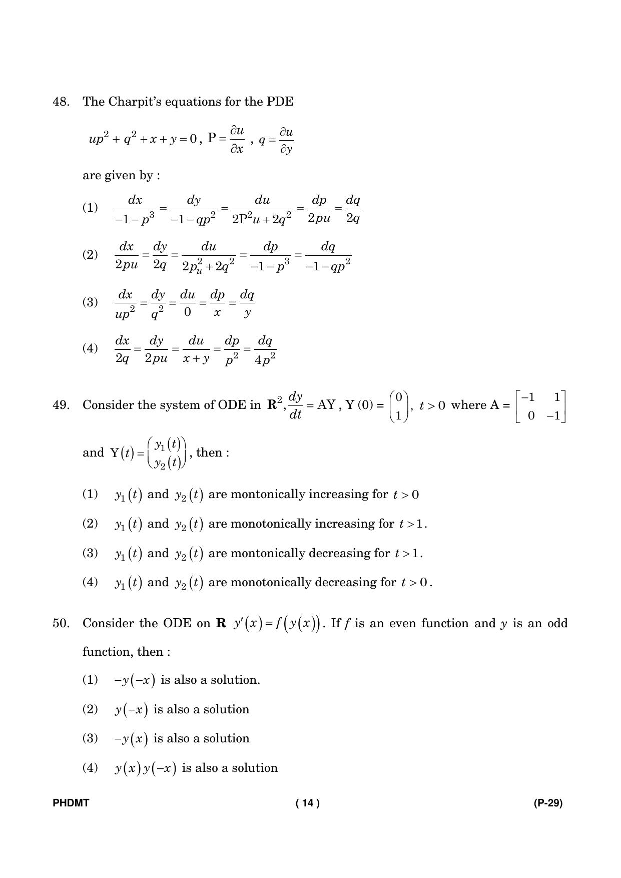 IGNOU PhD Entrance Test Ph. D. (Mathematics) Entrance Test, July, 2023 Question Paper - Page 15