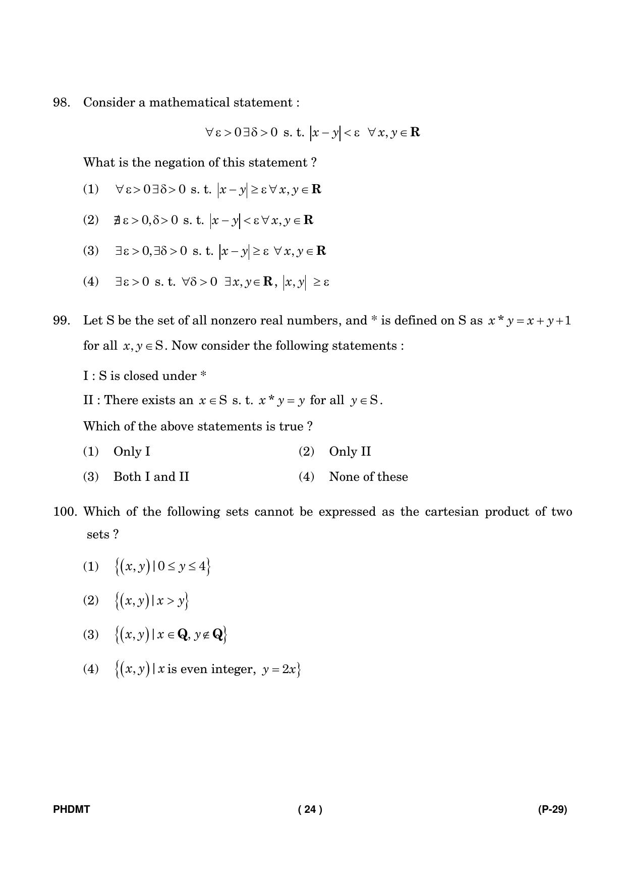 IGNOU PhD Entrance Test Ph. D. (Mathematics) Entrance Test, July, 2023 Question Paper - Page 25