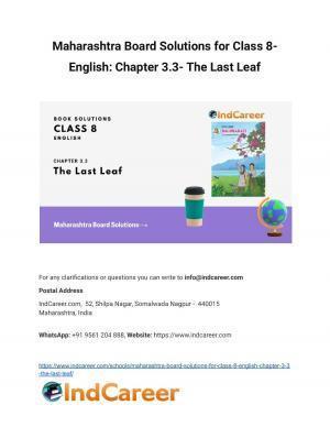 Maharashtra Board Solutions for Class 8- English: Chapter 3.3- The Last Leaf