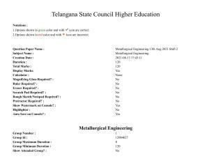 TS PGECET 2021: Metallurgical Engineering Question Papers