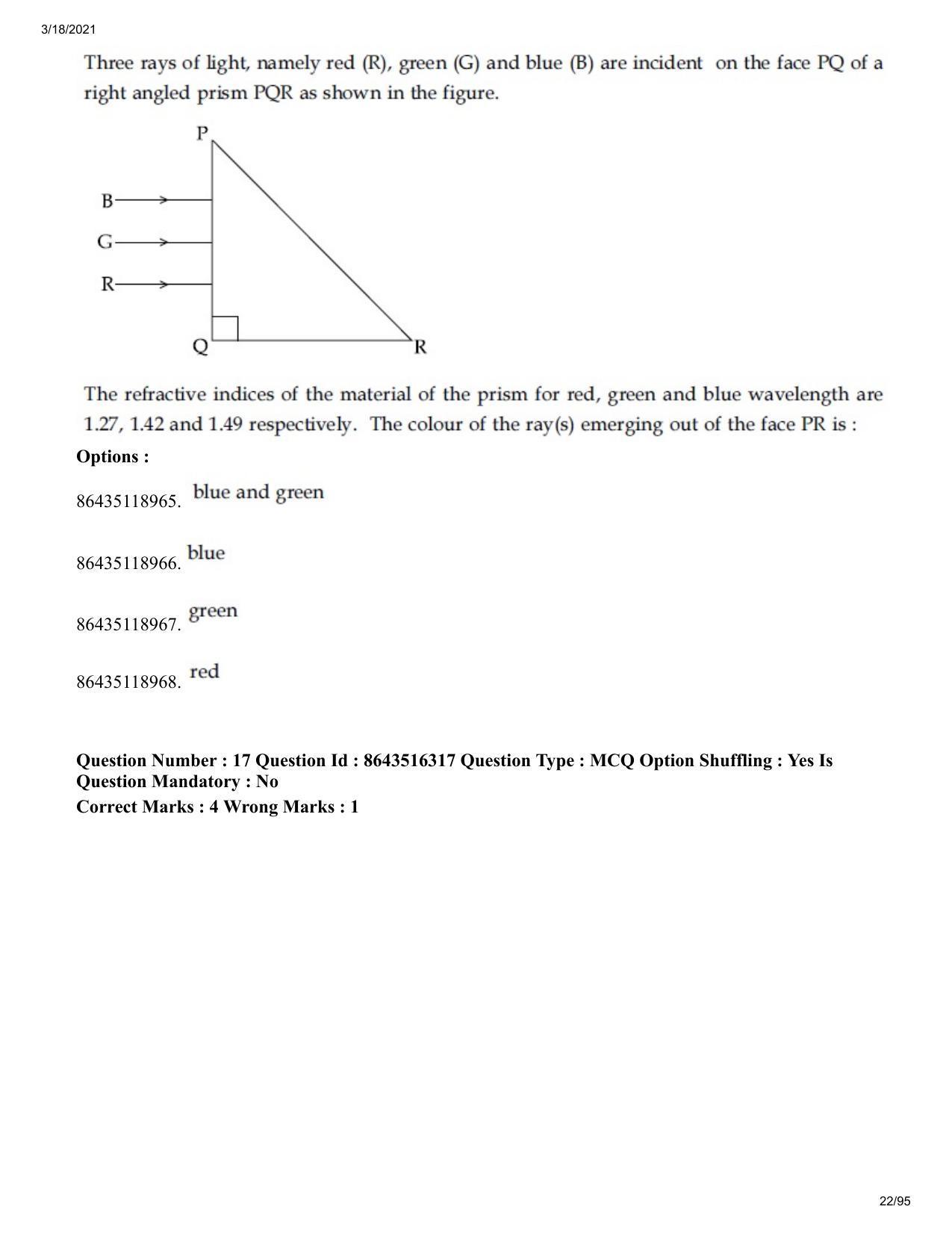 JEE Mains 2021: BTech EMA (Shift 2) 18-03-2021 Question Paper - Page 22