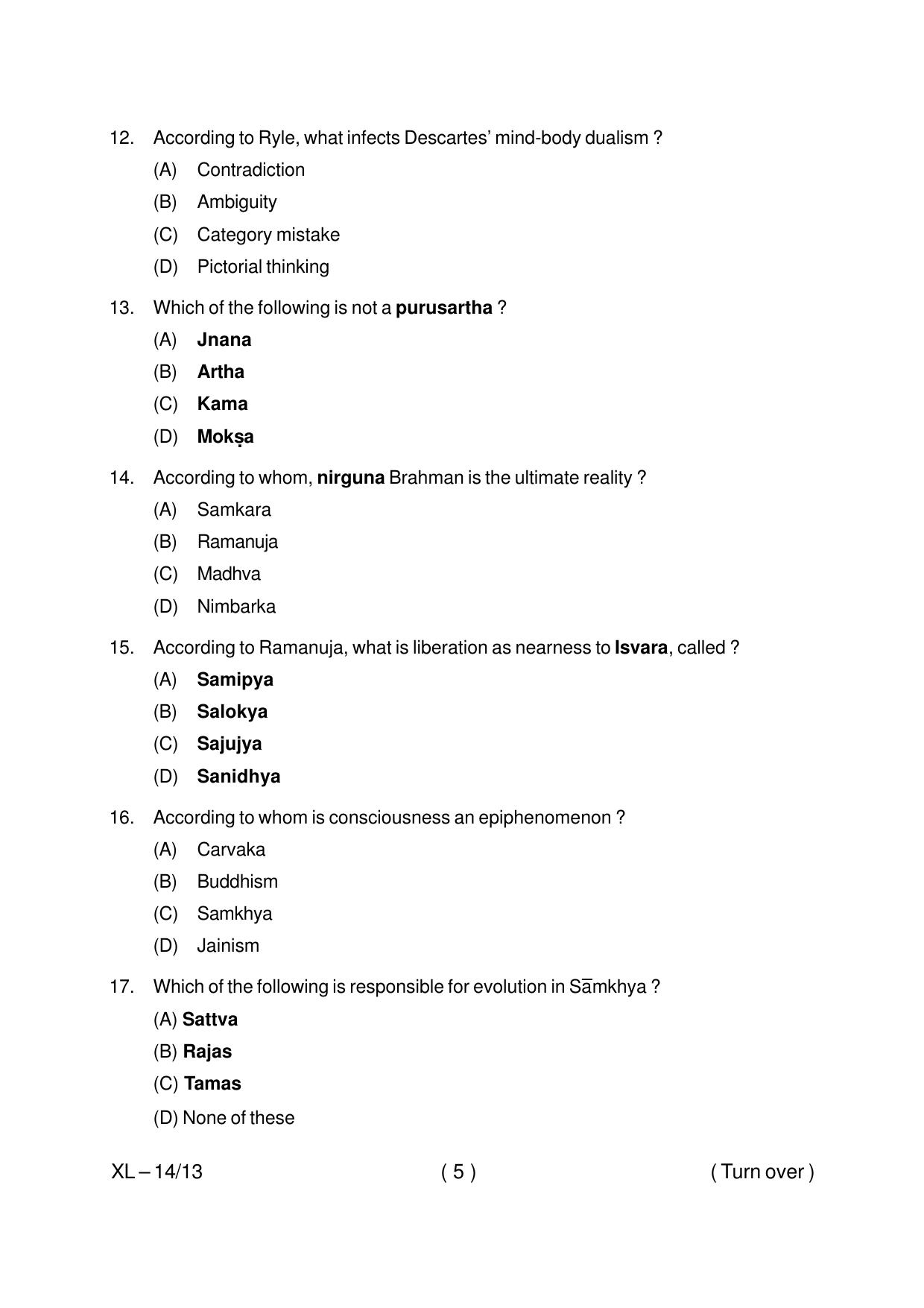 Odisha CPET PHILOSOPHY 2020 Question Paper - Page 5